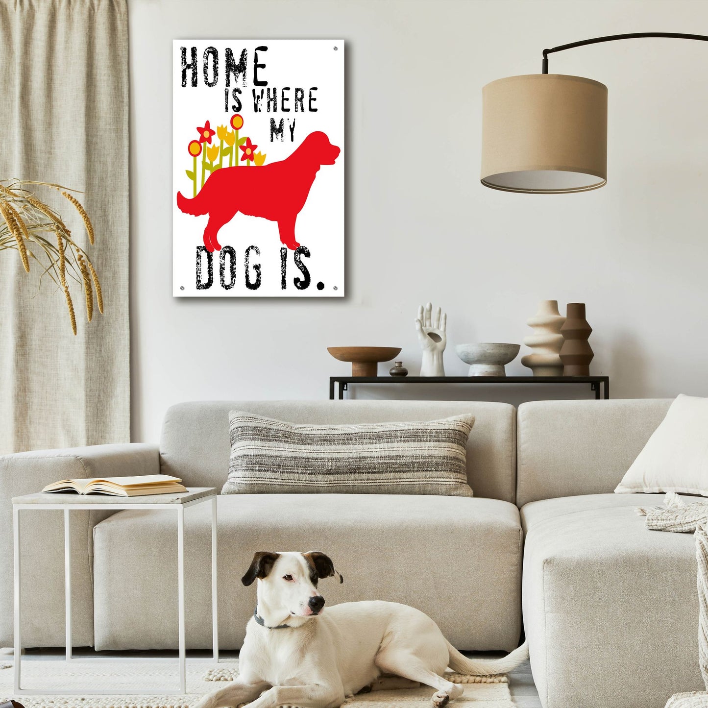 Epic Art 'Home Is Where My Dog Is' by Ginger Oliphant, Acrylic Glass Wall Art,24x36