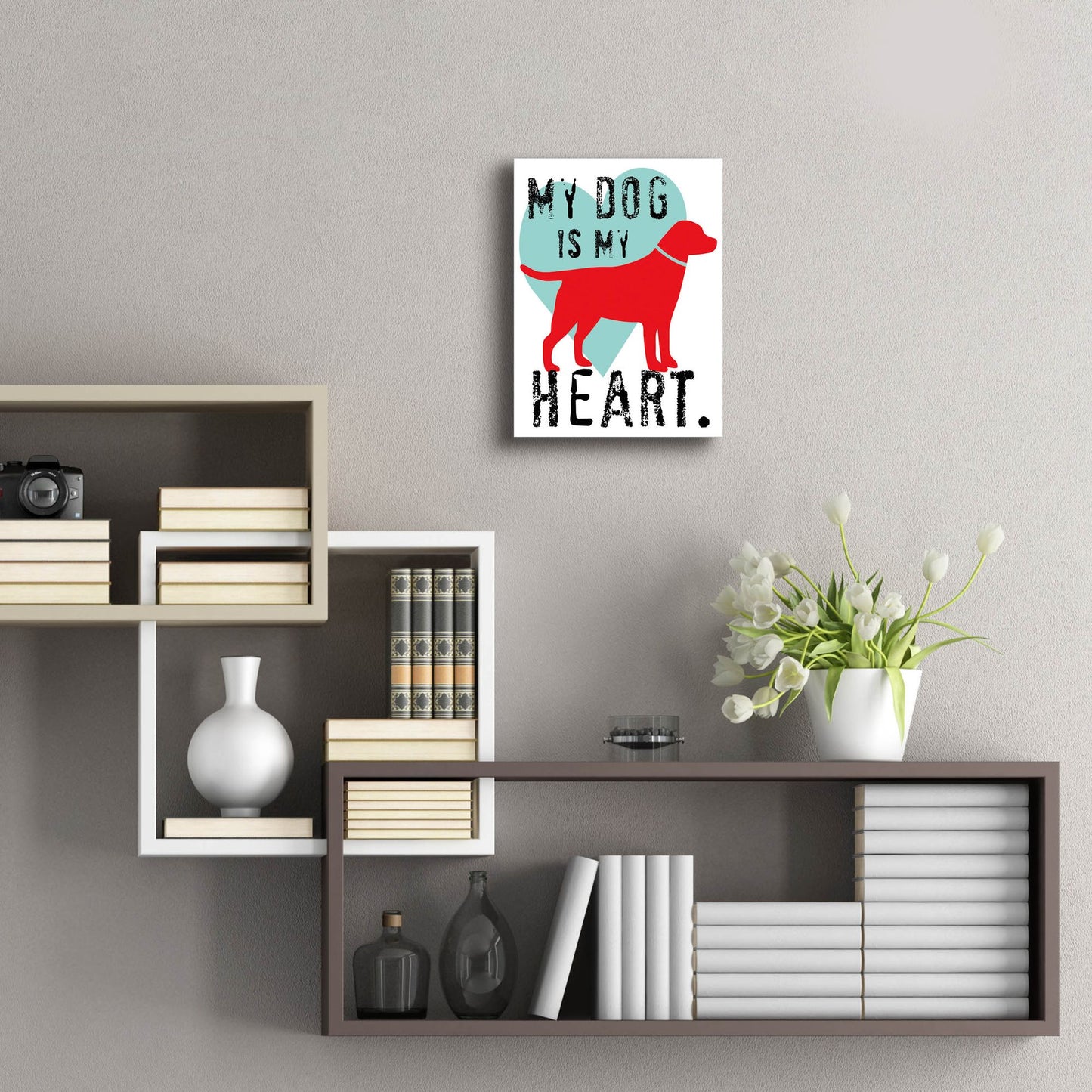 Epic Art 'My Dog Is My Heart' by Ginger Oliphant, Acrylic Glass Wall Art,12x16