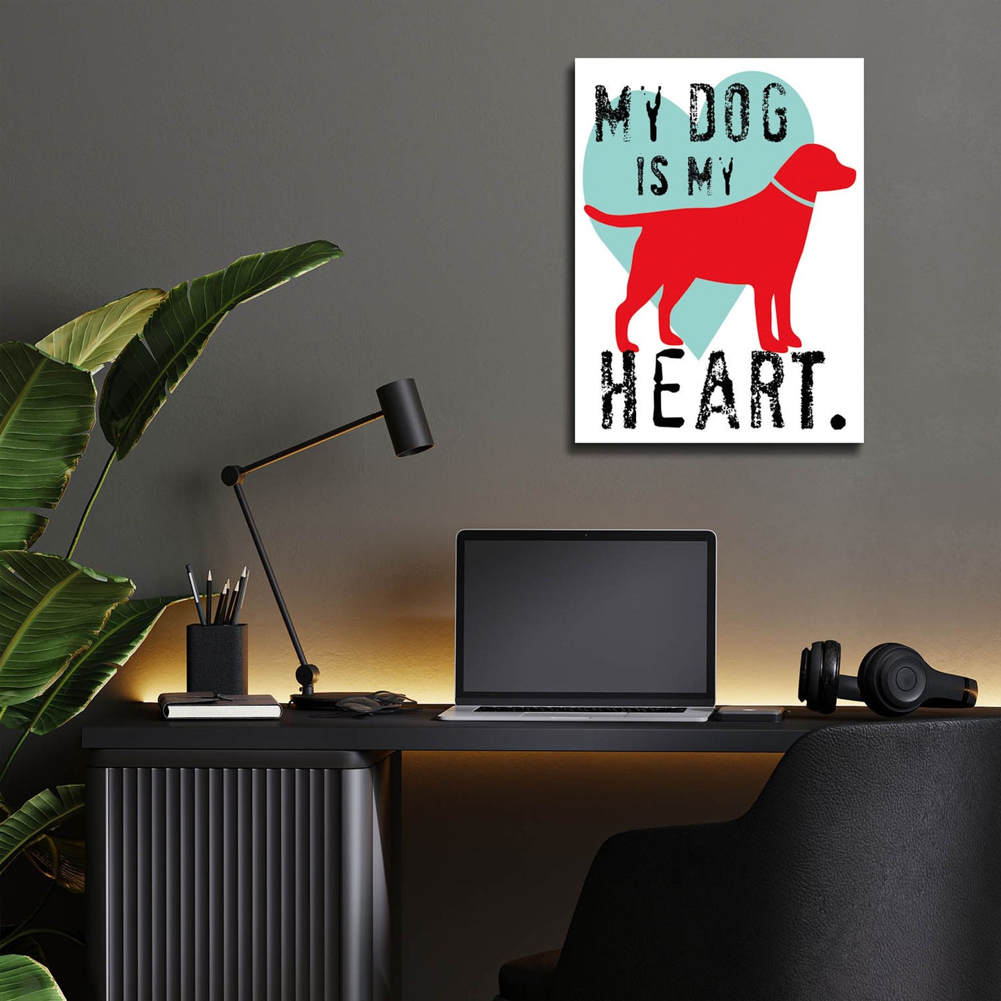 Epic Art 'My Dog Is My Heart' by Ginger Oliphant, Acrylic Glass Wall Art,12x16