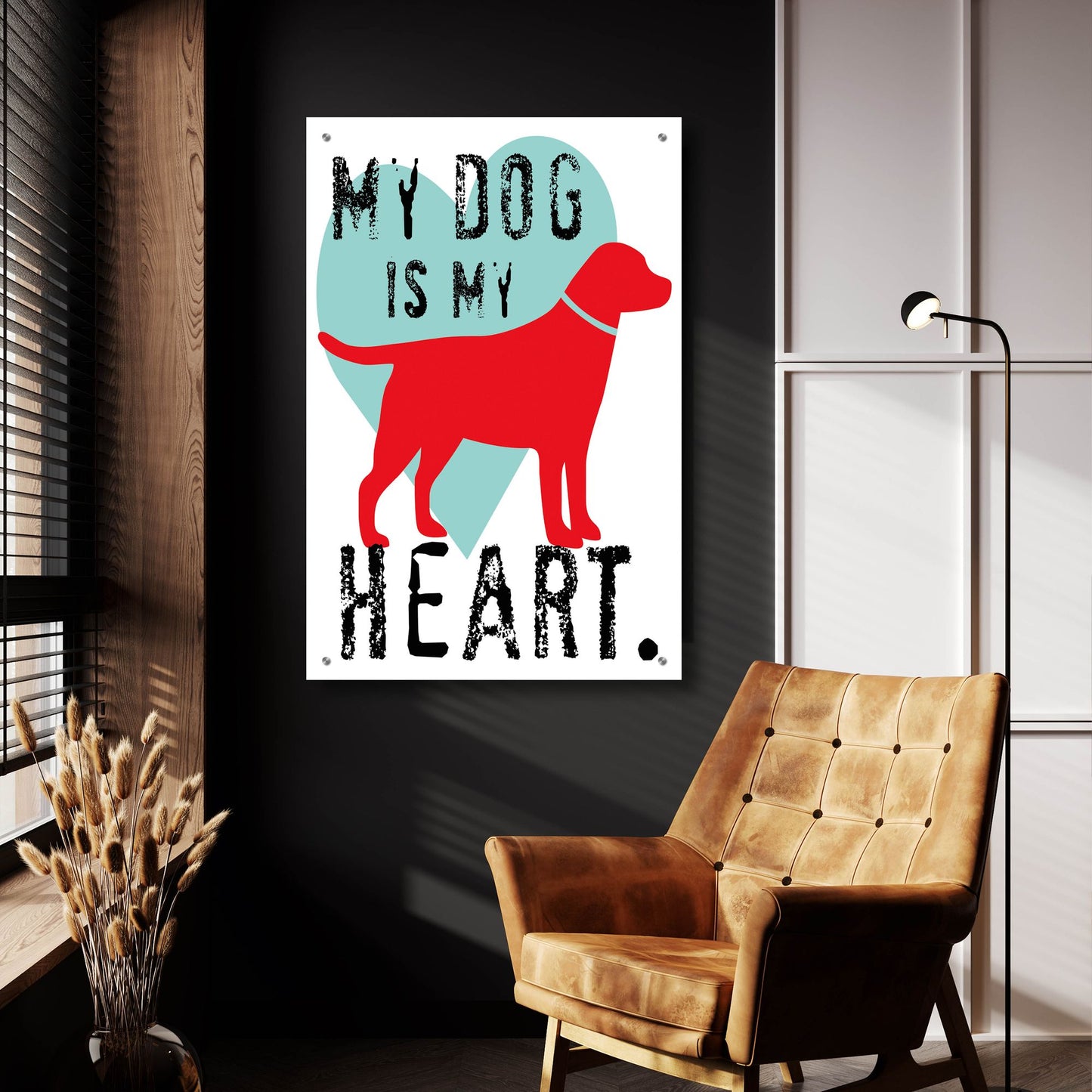 Epic Art 'My Dog Is My Heart' by Ginger Oliphant, Acrylic Glass Wall Art,24x36