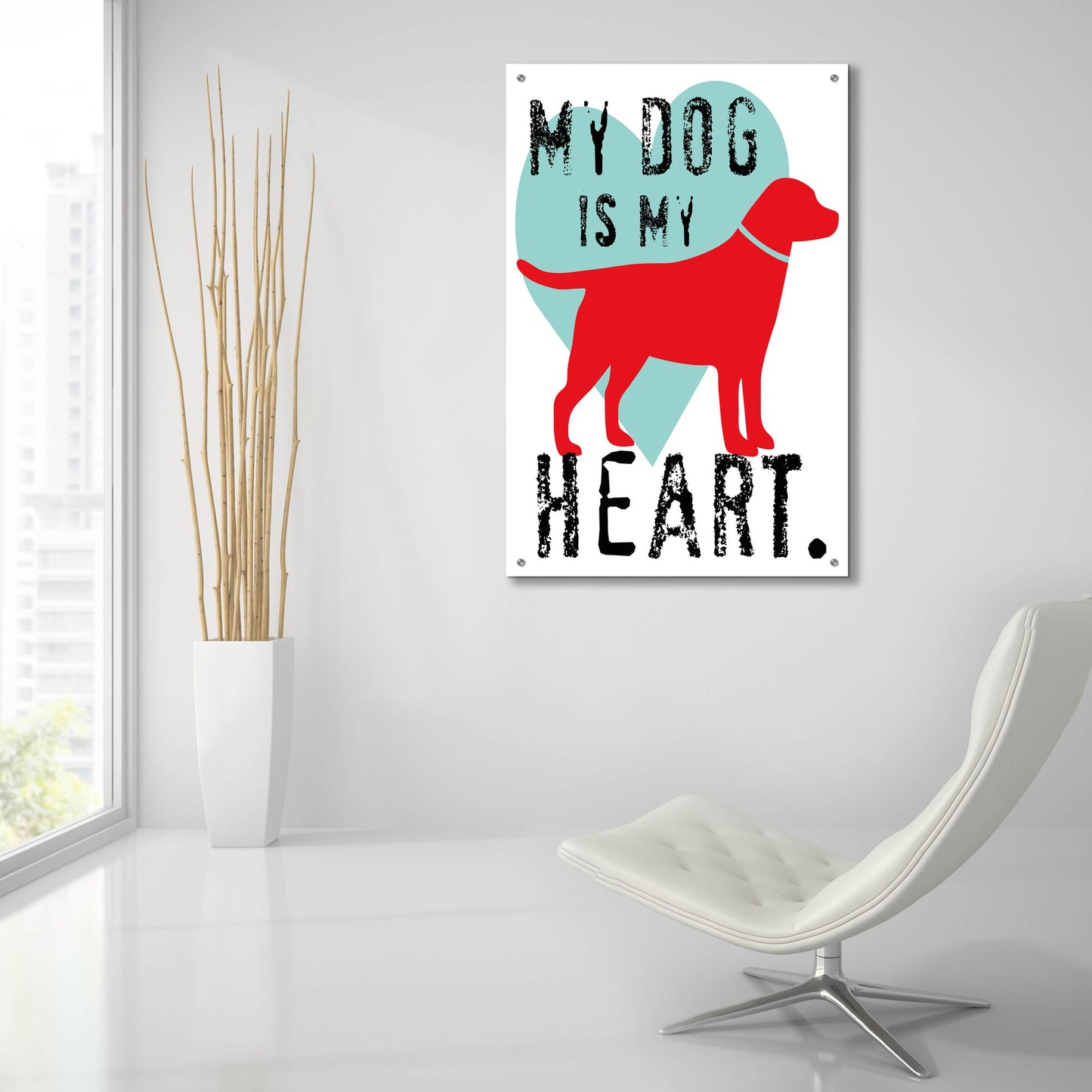 Epic Art 'My Dog Is My Heart' by Ginger Oliphant, Acrylic Glass Wall Art,24x36