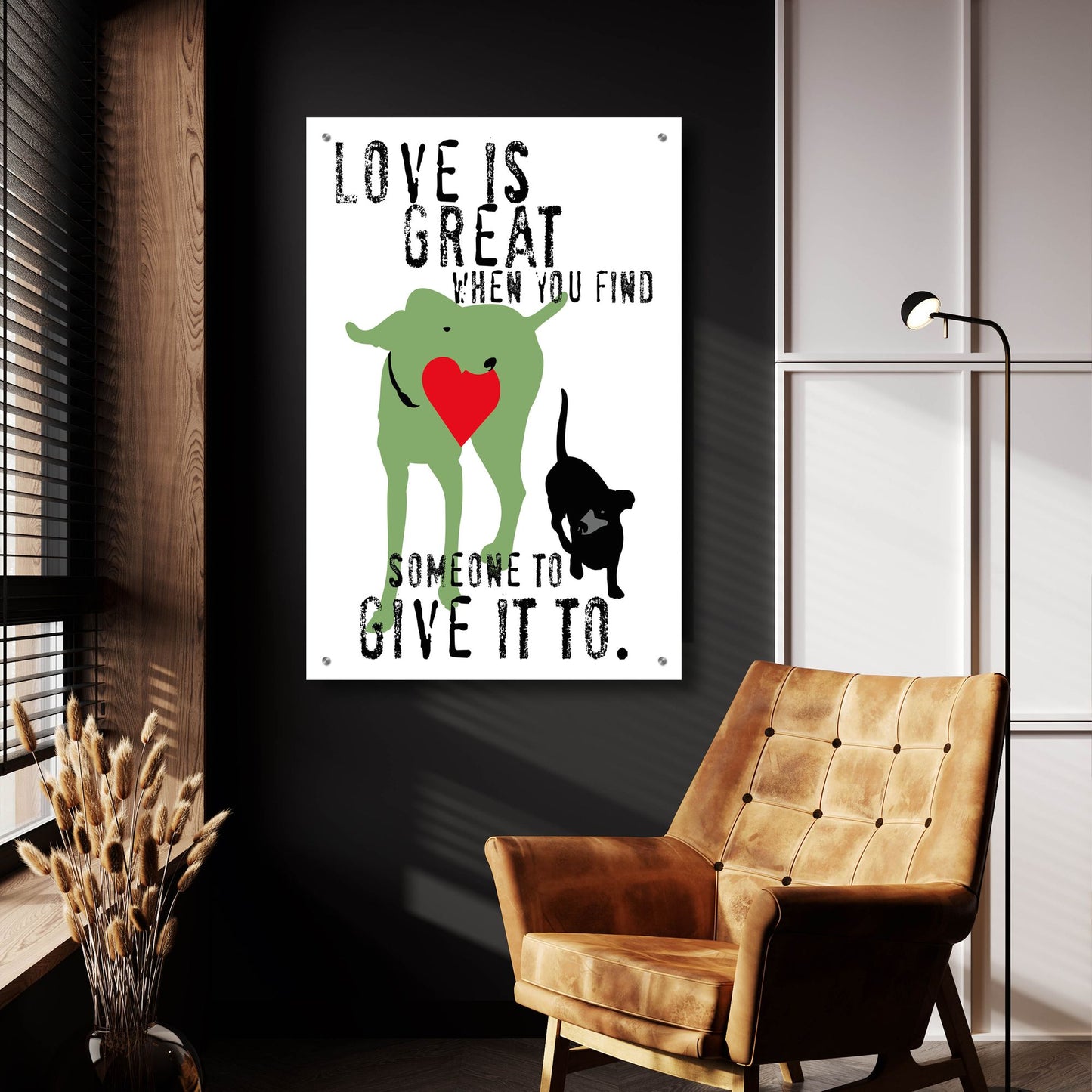 Epic Art 'Love Is Great' by Ginger Oliphant, Acrylic Glass Wall Art,24x36