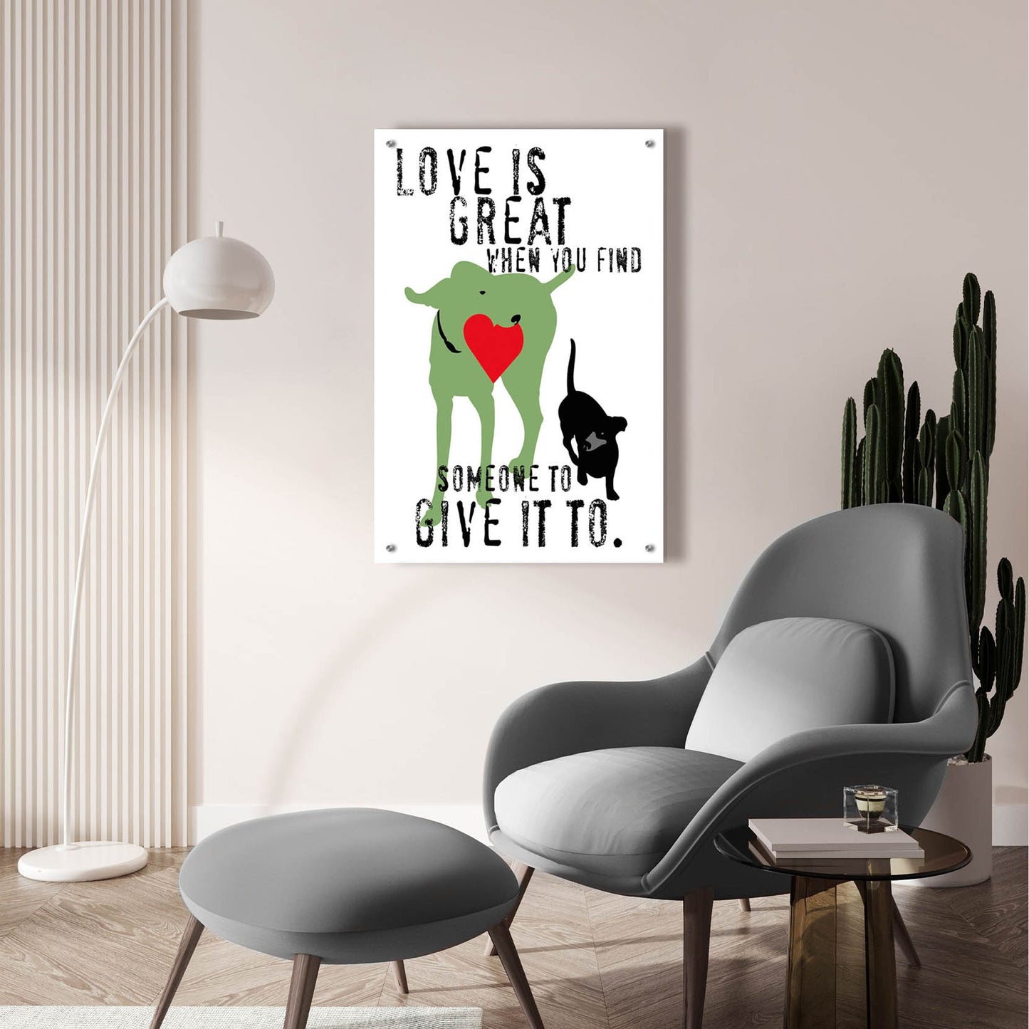 Epic Art 'Love Is Great' by Ginger Oliphant, Acrylic Glass Wall Art,24x36