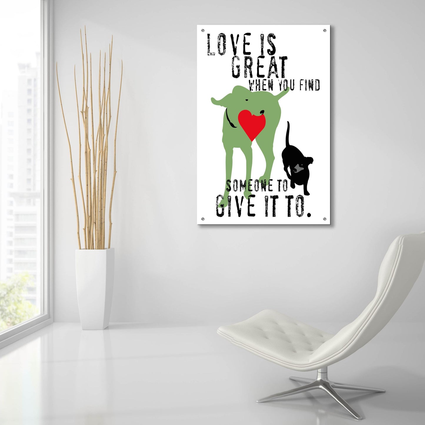 Epic Art 'Love Is Great' by Ginger Oliphant, Acrylic Glass Wall Art,24x36