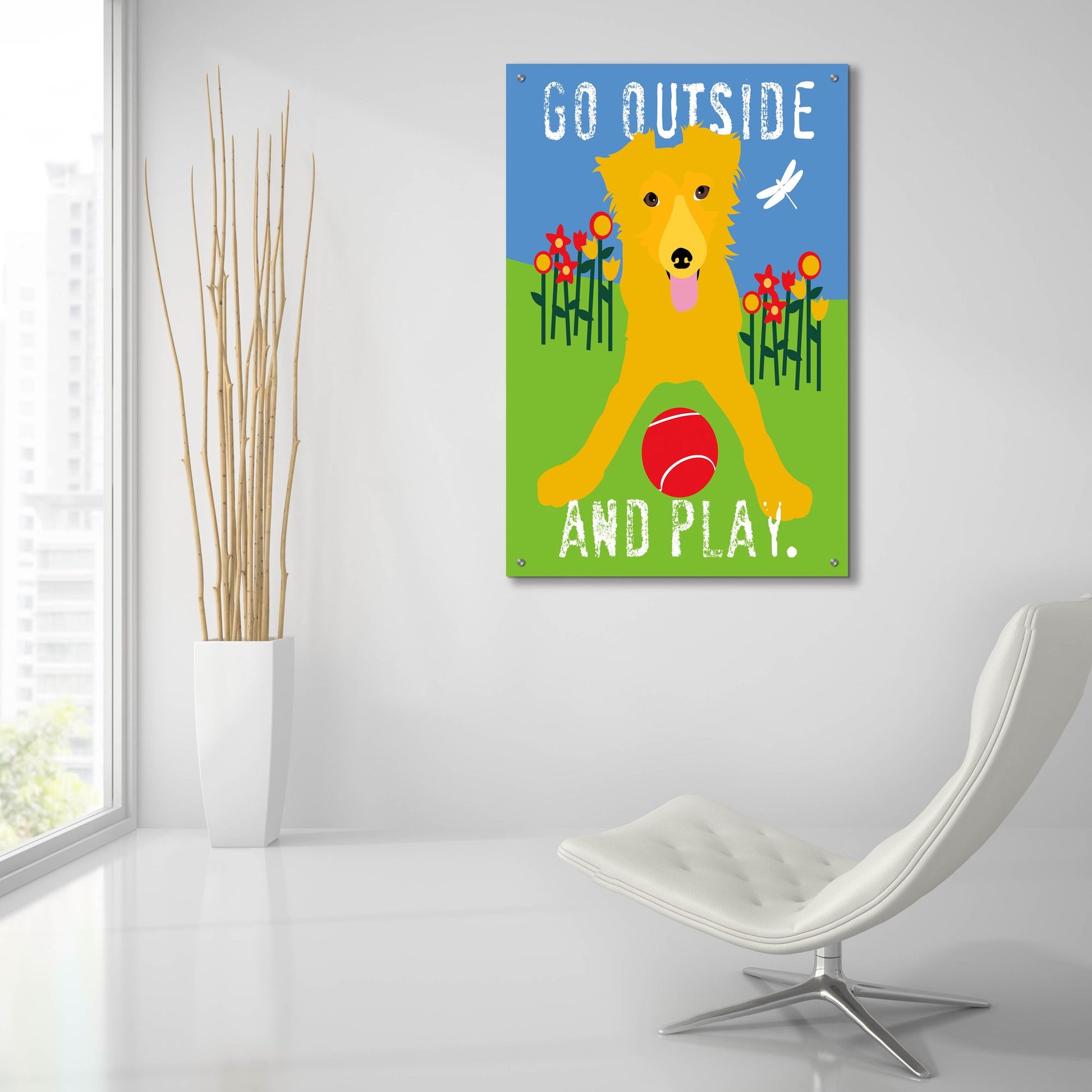 Epic Art 'Go Outside And Play' by Ginger Oliphant, Acrylic Glass Wall Art,24x36