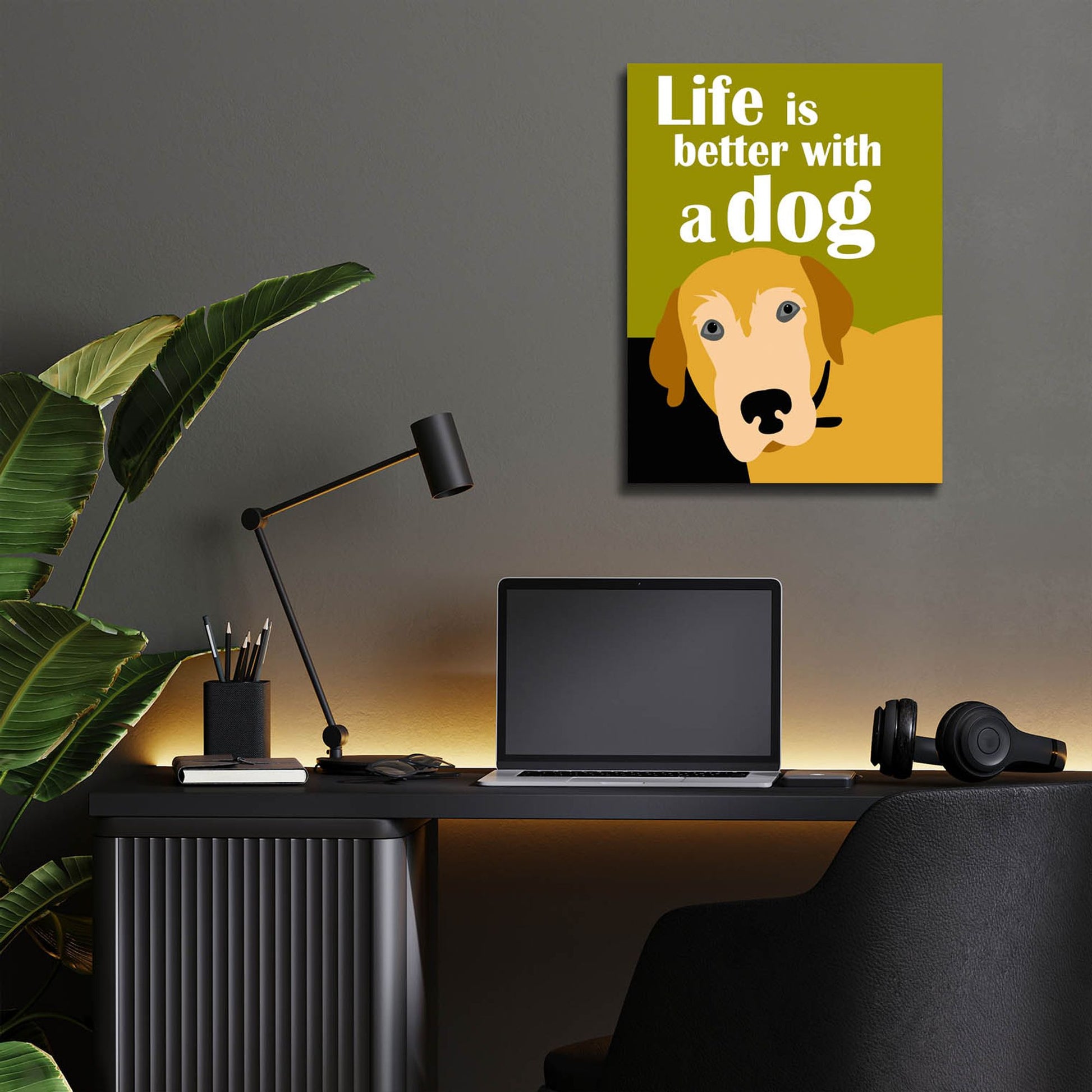 Epic Art 'Life Is Better With A Dog' by Ginger Oliphant, Acrylic Glass Wall Art,12x16