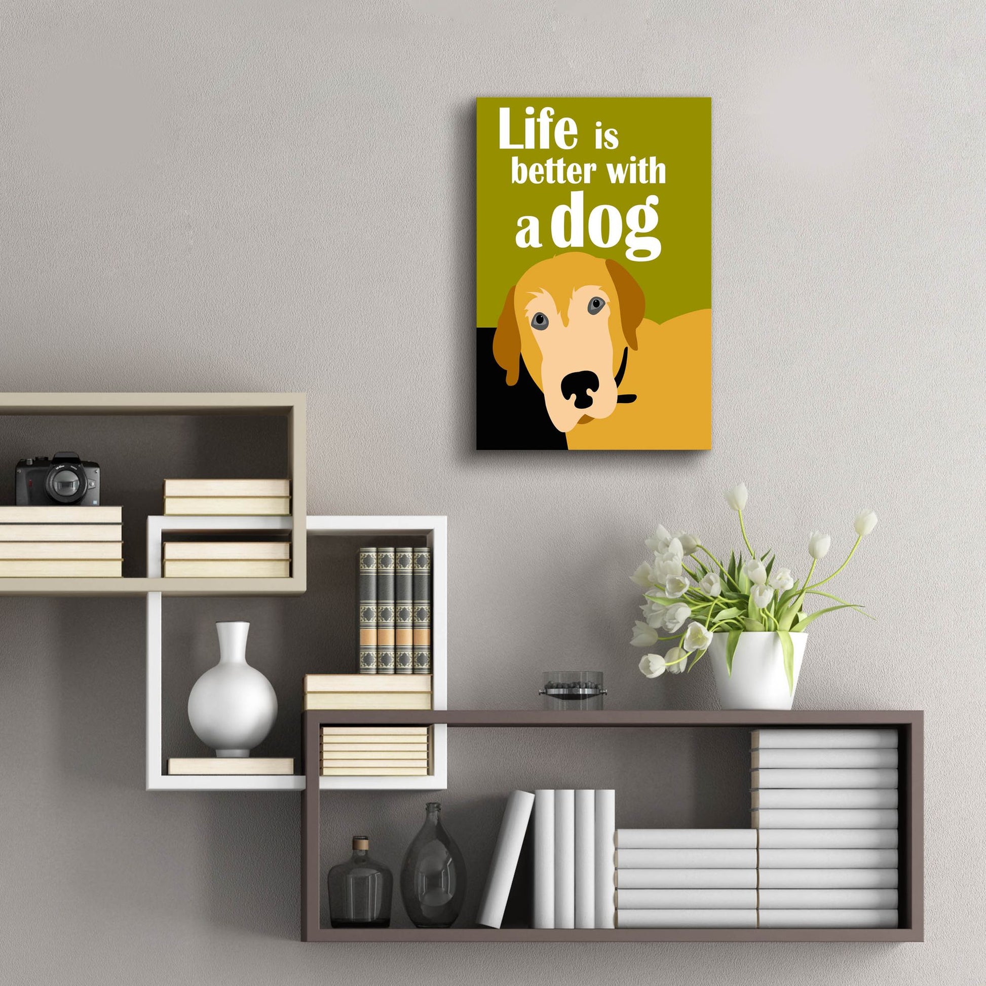 Epic Art 'Life Is Better With A Dog' by Ginger Oliphant, Acrylic Glass Wall Art,16x24