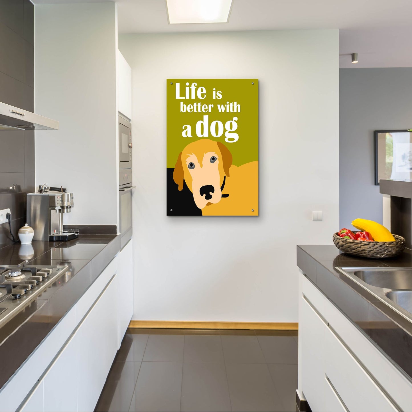 Epic Art 'Life Is Better With A Dog' by Ginger Oliphant, Acrylic Glass Wall Art,24x36