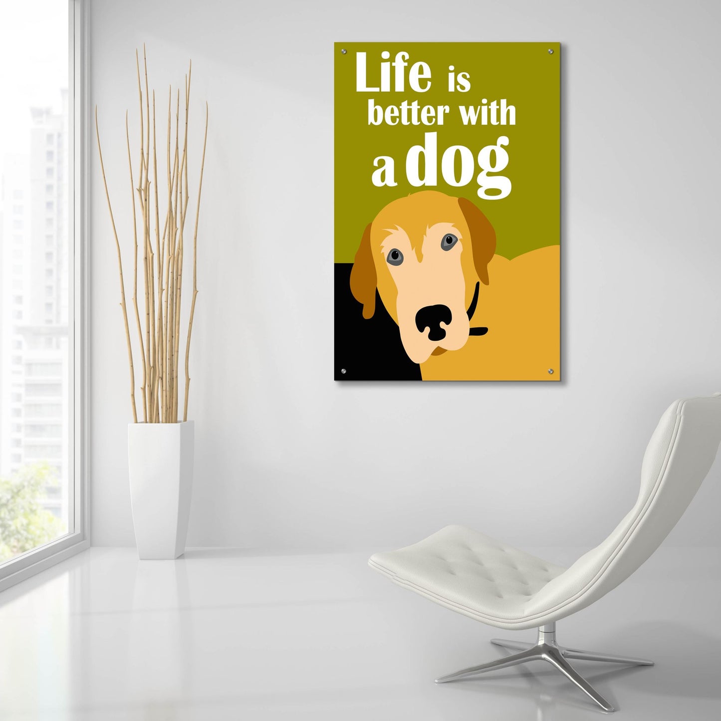 Epic Art 'Life Is Better With A Dog' by Ginger Oliphant, Acrylic Glass Wall Art,24x36