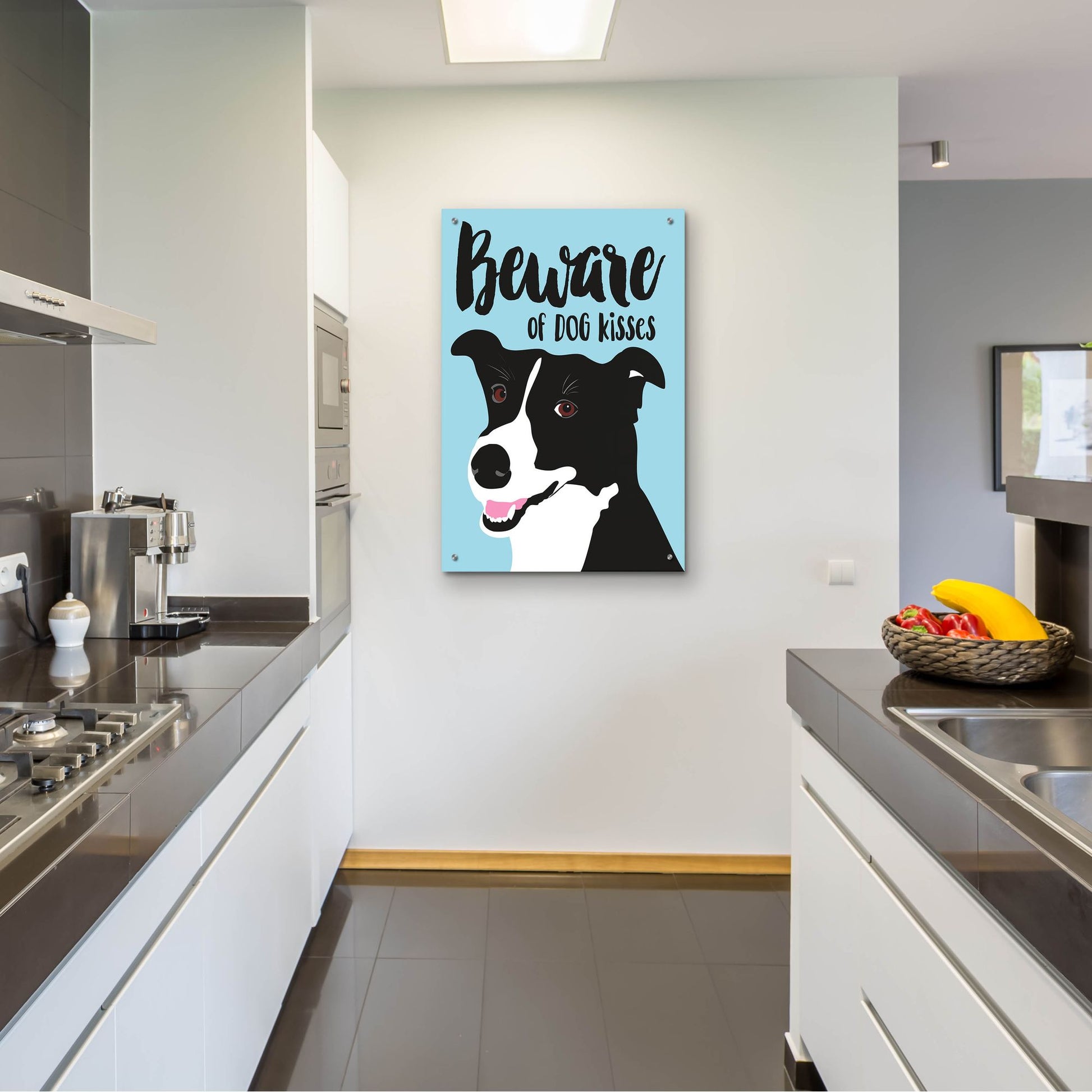 Epic Art 'Beware Of Dog Kisses' by Ginger Oliphant, Acrylic Glass Wall Art,24x36