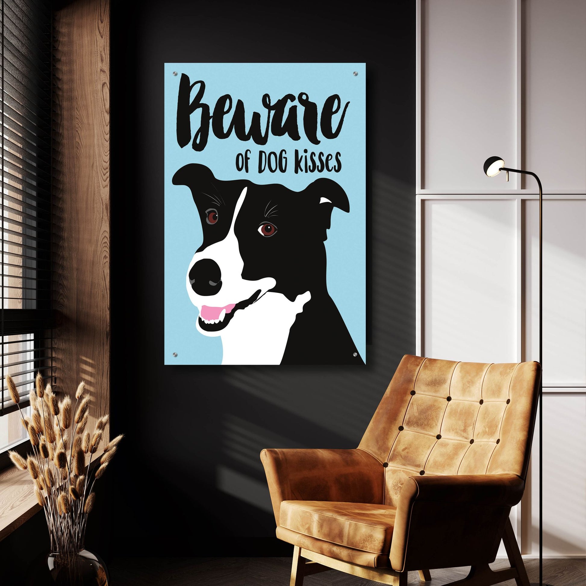 Epic Art 'Beware Of Dog Kisses' by Ginger Oliphant, Acrylic Glass Wall Art,24x36