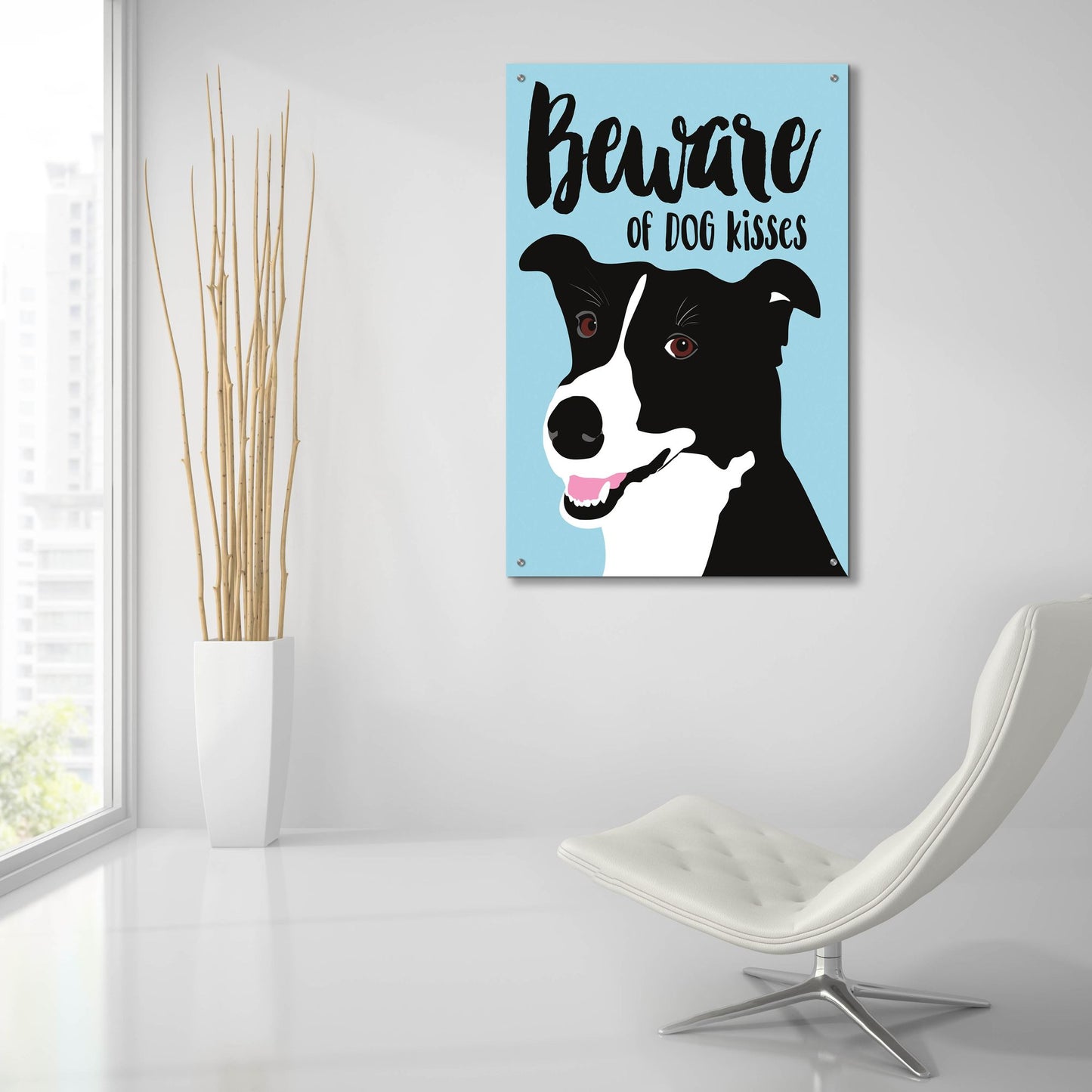 Epic Art 'Beware Of Dog Kisses' by Ginger Oliphant, Acrylic Glass Wall Art,24x36