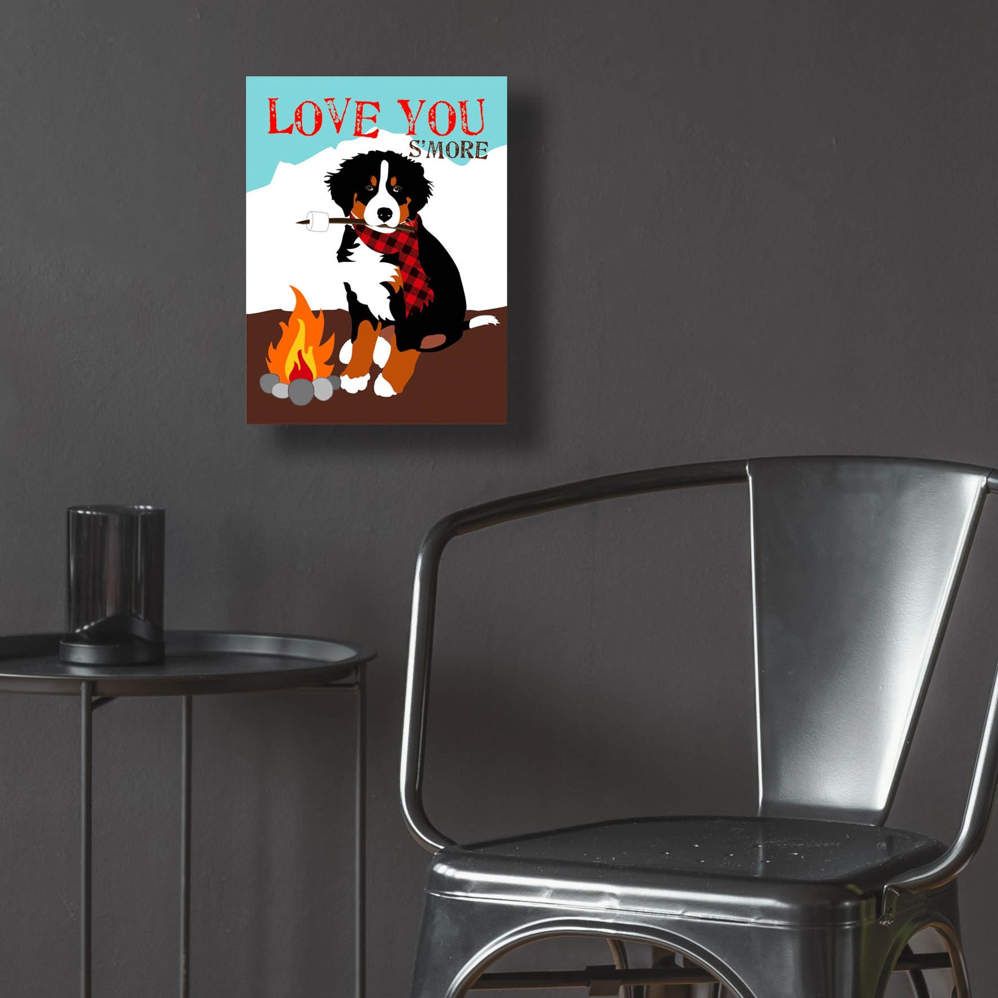 Epic Art 'Bernese Mountain Dog - Love You S'More' by Ginger Oliphant, Acrylic Glass Wall Art,12x16