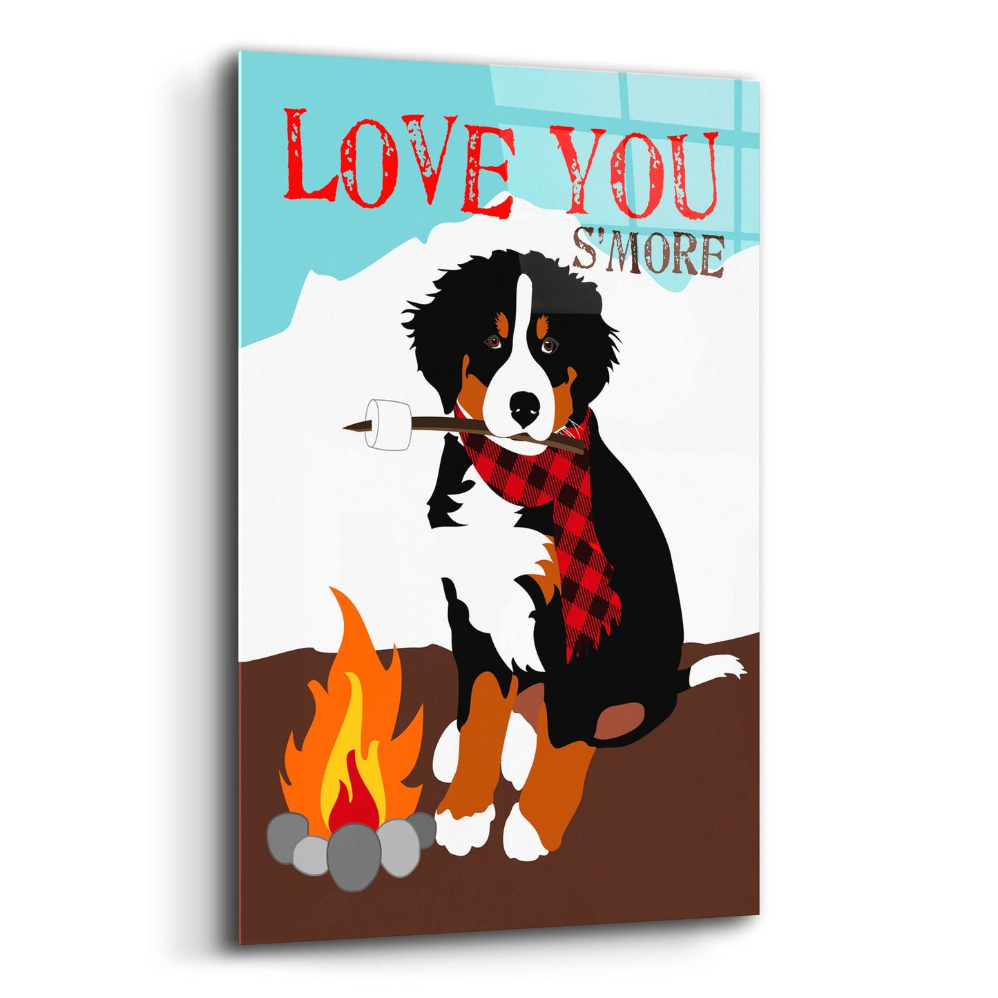 Epic Art 'Bernese Mountain Dog - Love You S'More' by Ginger Oliphant, Acrylic Glass Wall Art,16x24