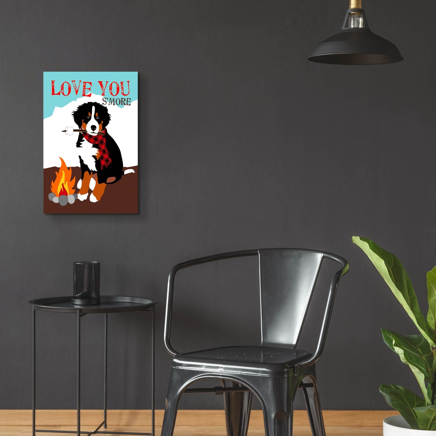 Epic Art 'Bernese Mountain Dog - Love You S'More' by Ginger Oliphant, Acrylic Glass Wall Art,16x24