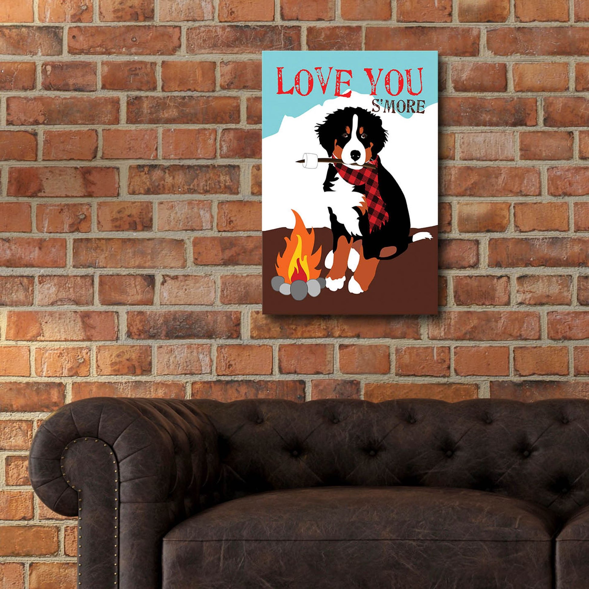 Epic Art 'Bernese Mountain Dog - Love You S'More' by Ginger Oliphant, Acrylic Glass Wall Art,16x24