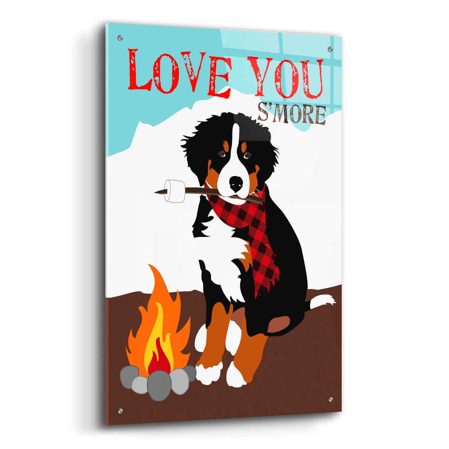 Epic Art 'Bernese Mountain Dog - Love You S'More' by Ginger Oliphant, Acrylic Glass Wall Art,24x36