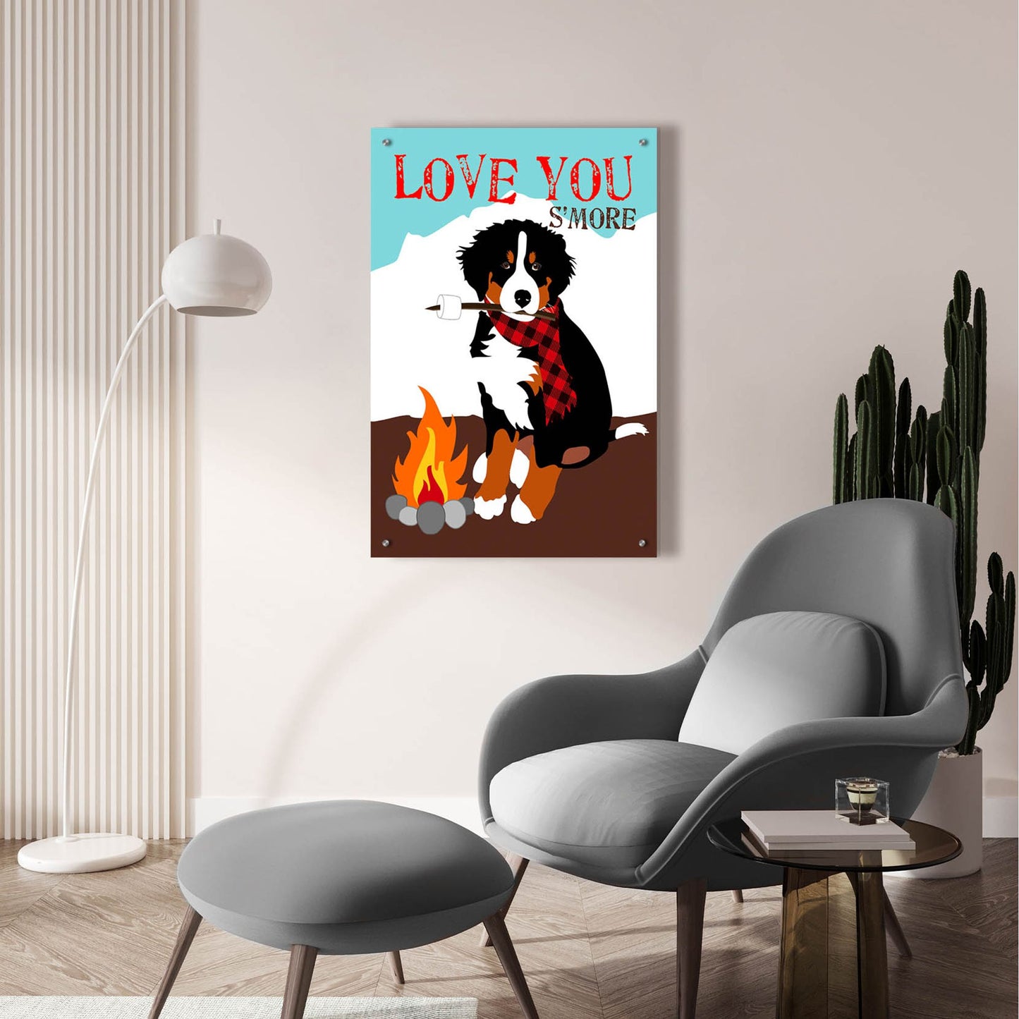 Epic Art 'Bernese Mountain Dog - Love You S'More' by Ginger Oliphant, Acrylic Glass Wall Art,24x36