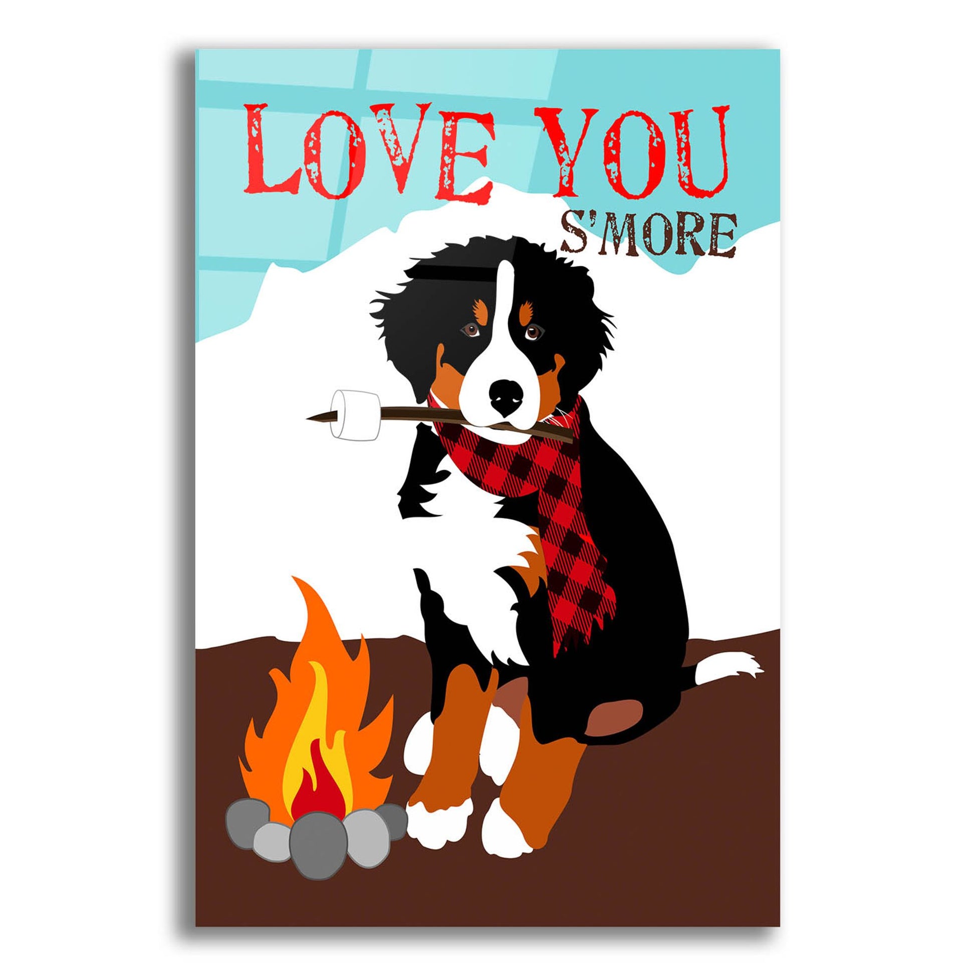 Epic Art 'Bernese Mountain Dog - Love You S'More' by Ginger Oliphant, Acrylic Glass Wall Art