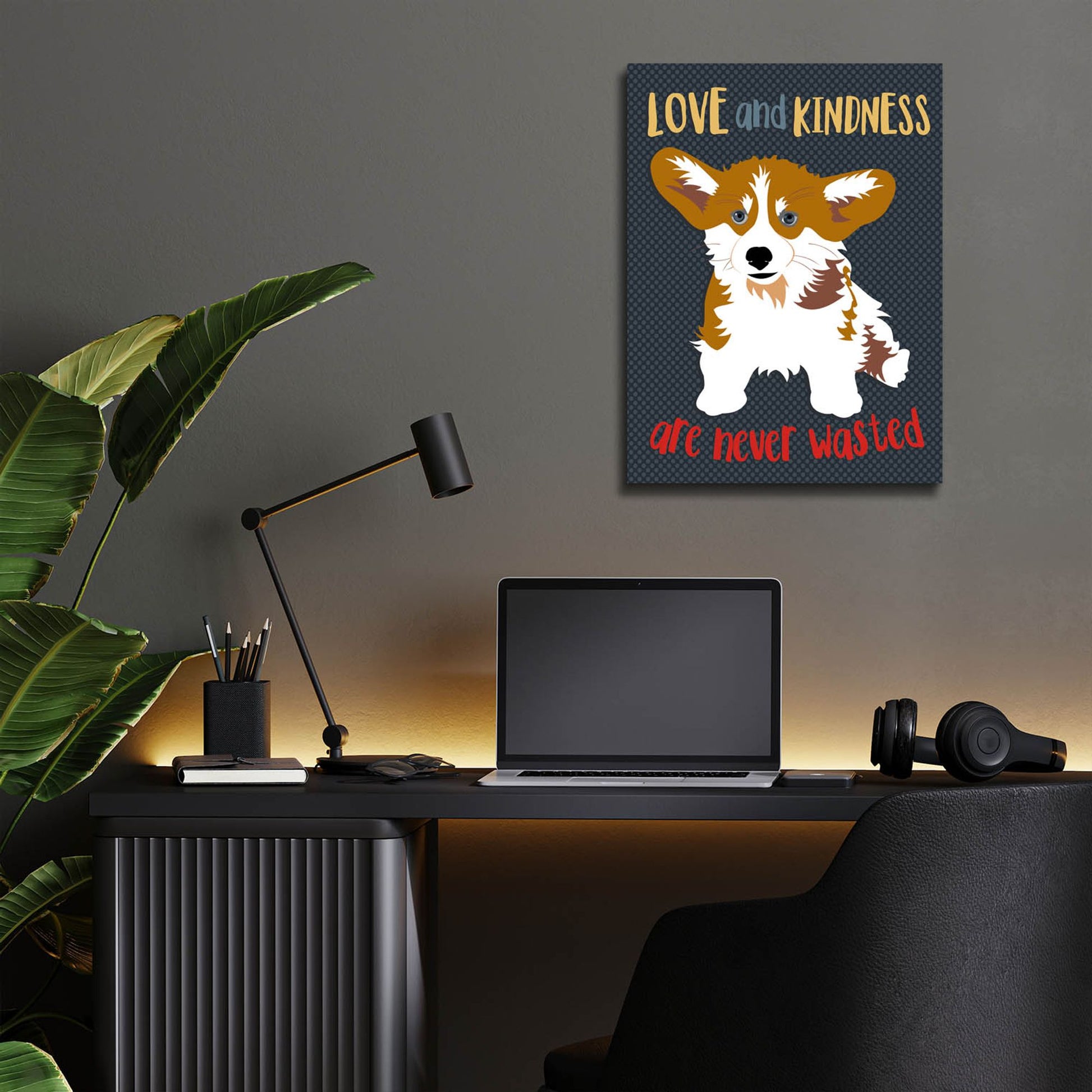 Epic Art 'Corgi Love And Kindness' by Ginger Oliphant, Acrylic Glass Wall Art,12x16