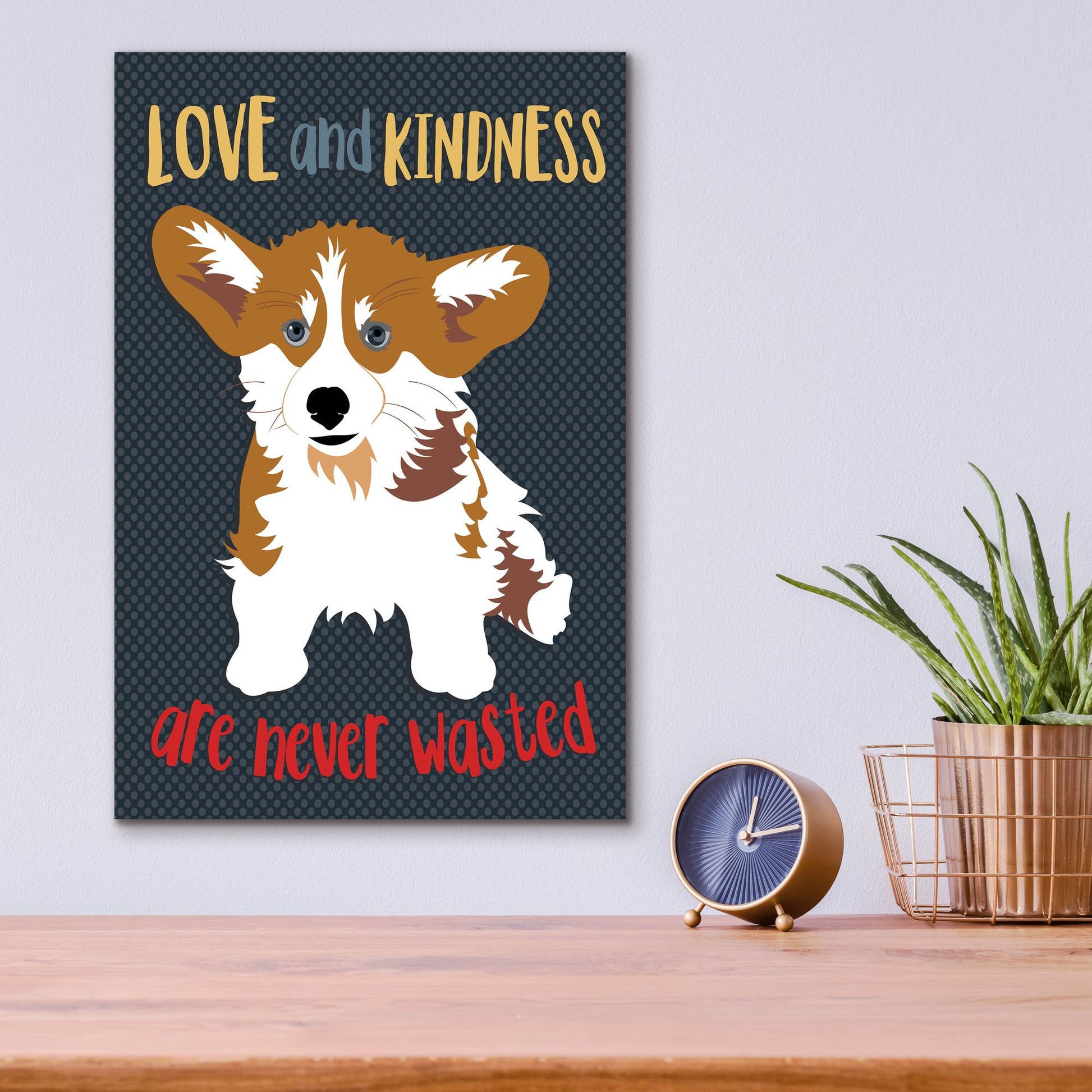 Epic Art 'Corgi Love And Kindness' by Ginger Oliphant, Acrylic Glass Wall Art,12x16