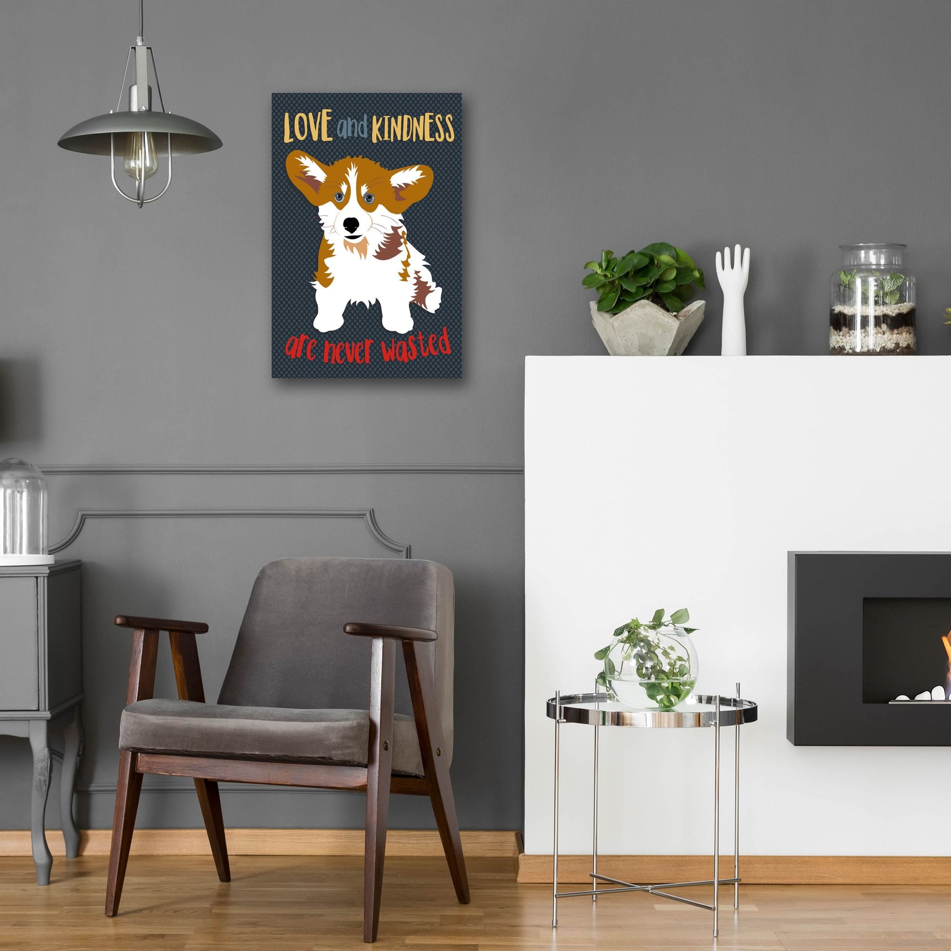 Epic Art 'Corgi Love And Kindness' by Ginger Oliphant, Acrylic Glass Wall Art,16x24