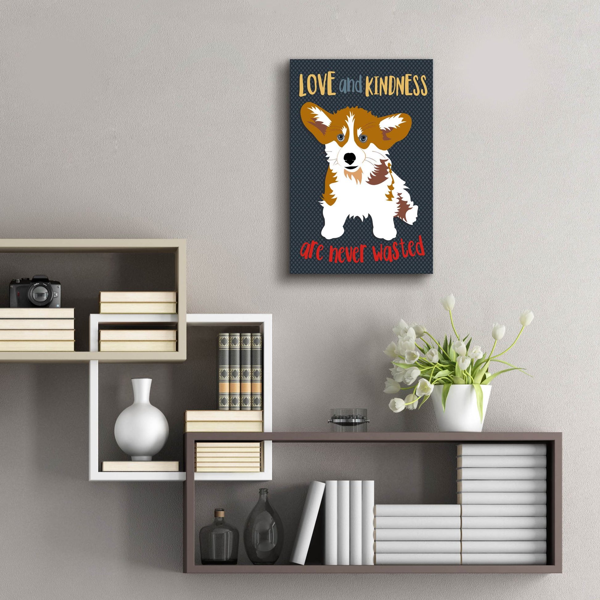 Epic Art 'Corgi Love And Kindness' by Ginger Oliphant, Acrylic Glass Wall Art,16x24