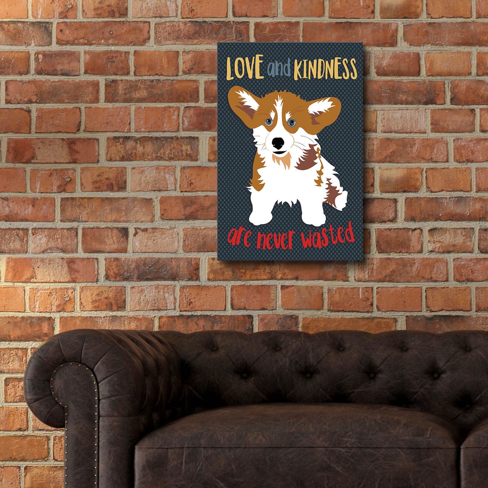 Epic Art 'Corgi Love And Kindness' by Ginger Oliphant, Acrylic Glass Wall Art,16x24