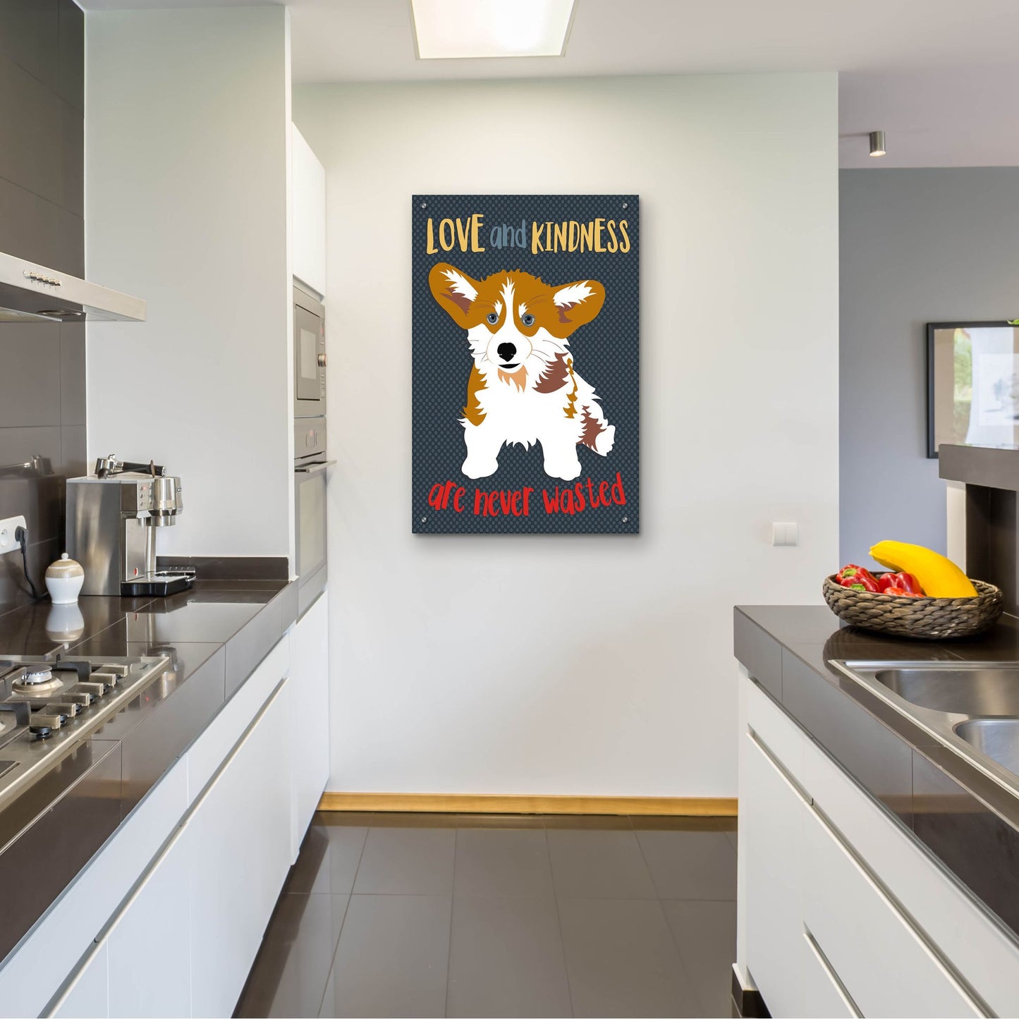 Epic Art 'Corgi Love And Kindness' by Ginger Oliphant, Acrylic Glass Wall Art,24x36