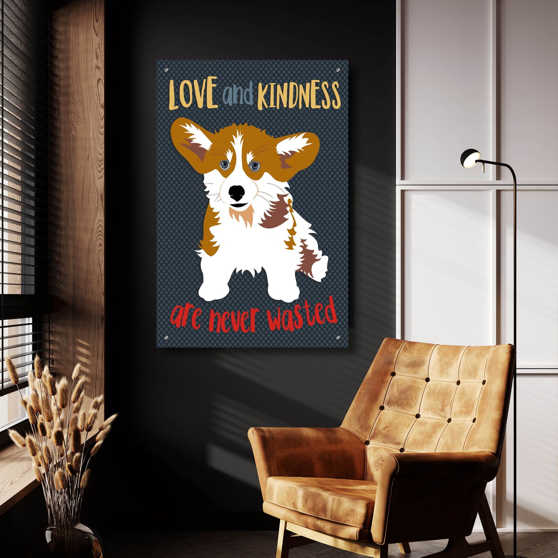 Epic Art 'Corgi Love And Kindness' by Ginger Oliphant, Acrylic Glass Wall Art,24x36