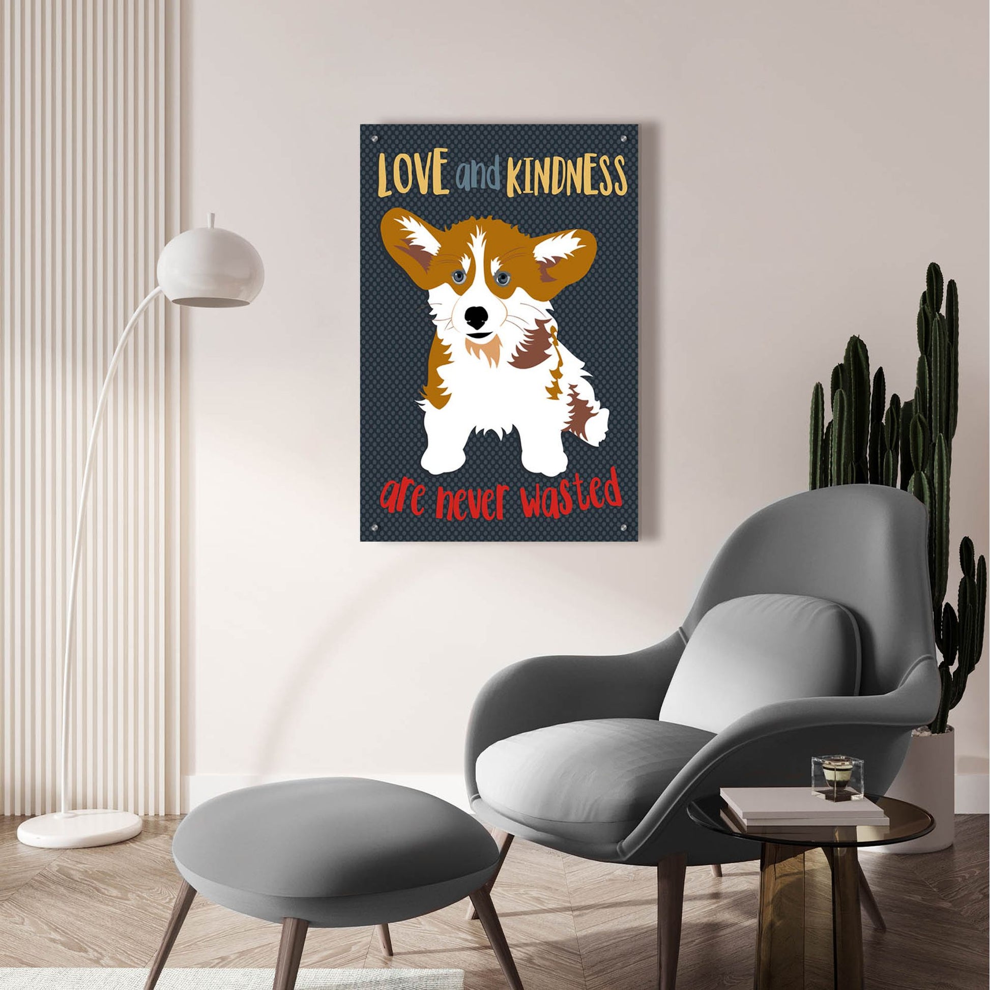 Epic Art 'Corgi Love And Kindness' by Ginger Oliphant, Acrylic Glass Wall Art,24x36