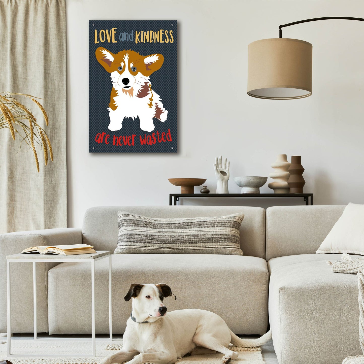 Epic Art 'Corgi Love And Kindness' by Ginger Oliphant, Acrylic Glass Wall Art,24x36