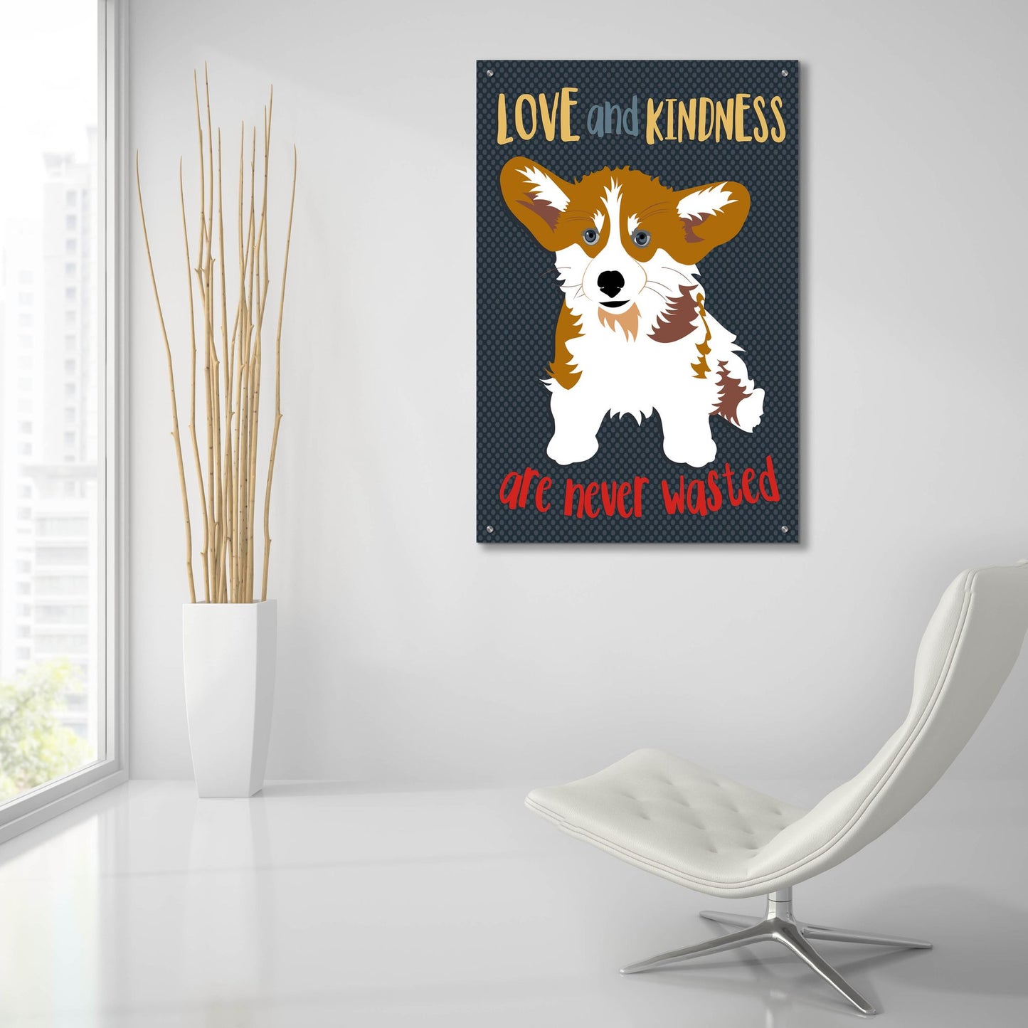 Epic Art 'Corgi Love And Kindness' by Ginger Oliphant, Acrylic Glass Wall Art,24x36