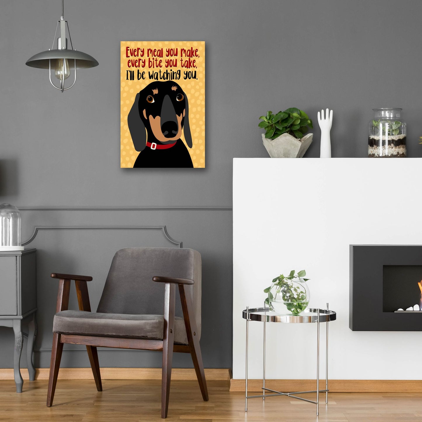 Epic Art 'Dachshund Every Meal You Make' by Ginger Oliphant, Acrylic Glass Wall Art,16x24