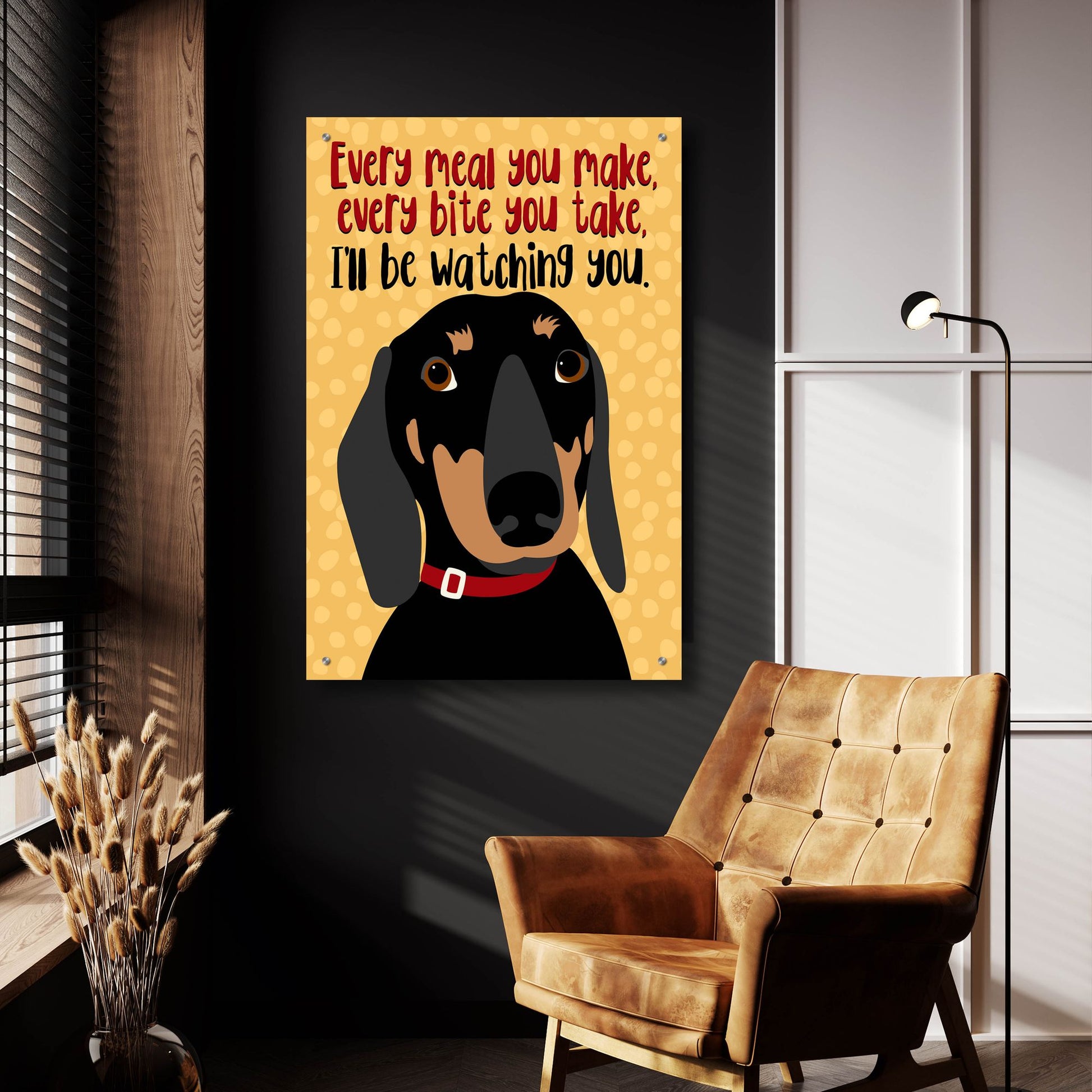Epic Art 'Dachshund Every Meal You Make' by Ginger Oliphant, Acrylic Glass Wall Art,24x36