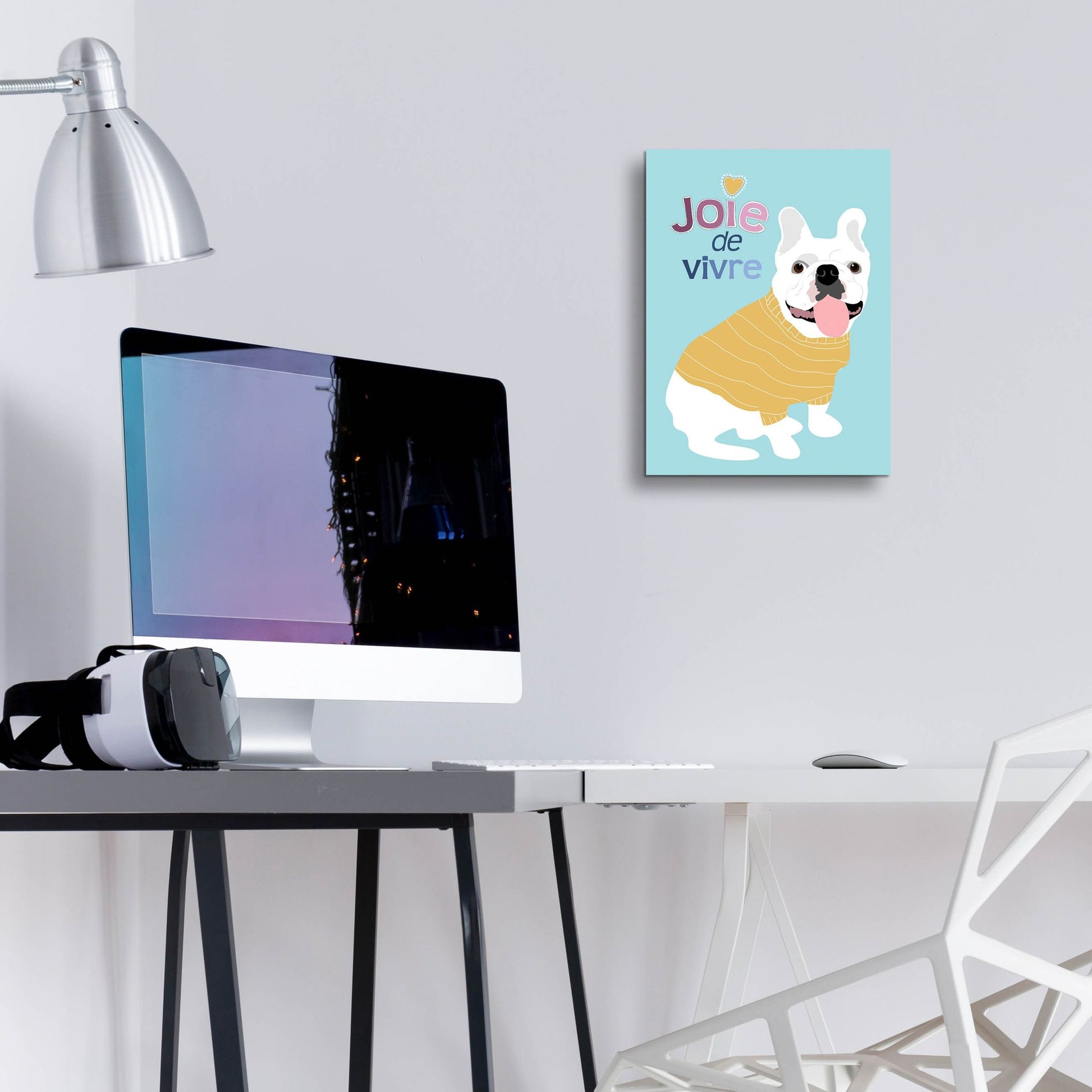 Epic Art 'French Bulldog Joie De Vivre' by Ginger Oliphant, Acrylic Glass Wall Art,12x16