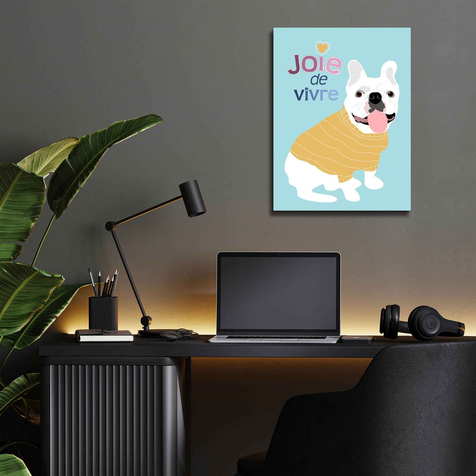 Epic Art 'French Bulldog Joie De Vivre' by Ginger Oliphant, Acrylic Glass Wall Art,12x16