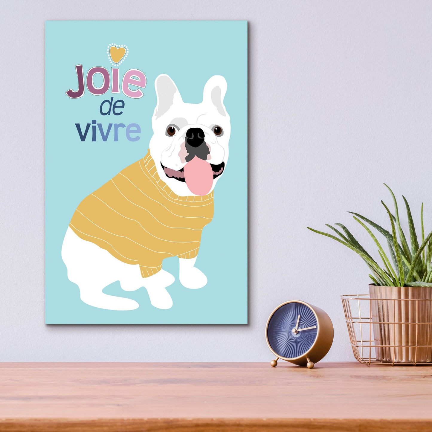 Epic Art 'French Bulldog Joie De Vivre' by Ginger Oliphant, Acrylic Glass Wall Art,12x16