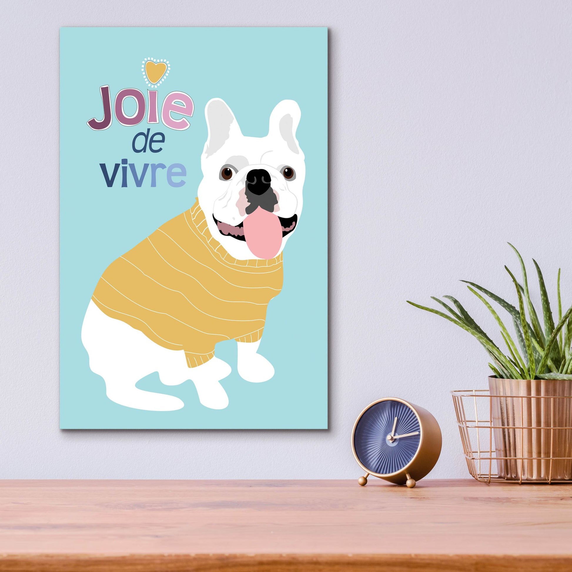 Epic Art 'French Bulldog Joie De Vivre' by Ginger Oliphant, Acrylic Glass Wall Art,12x16