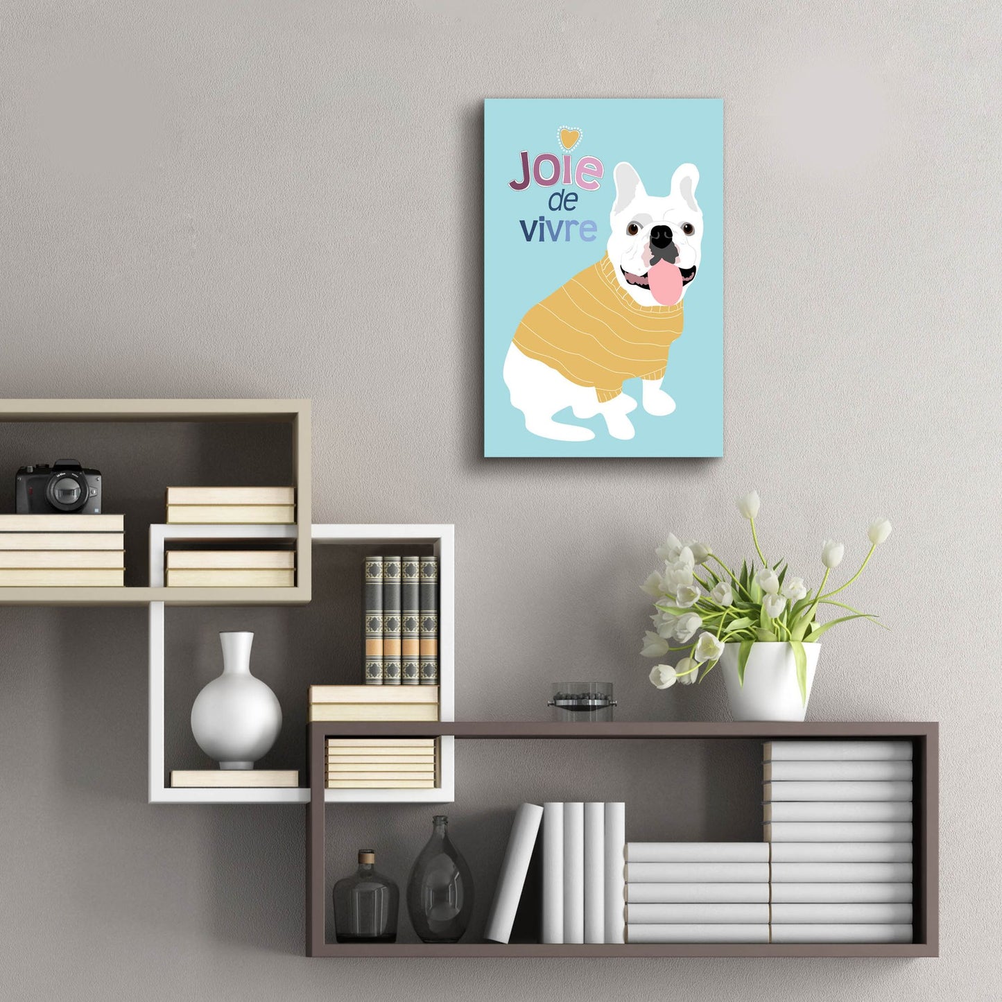 Epic Art 'French Bulldog Joie De Vivre' by Ginger Oliphant, Acrylic Glass Wall Art,16x24