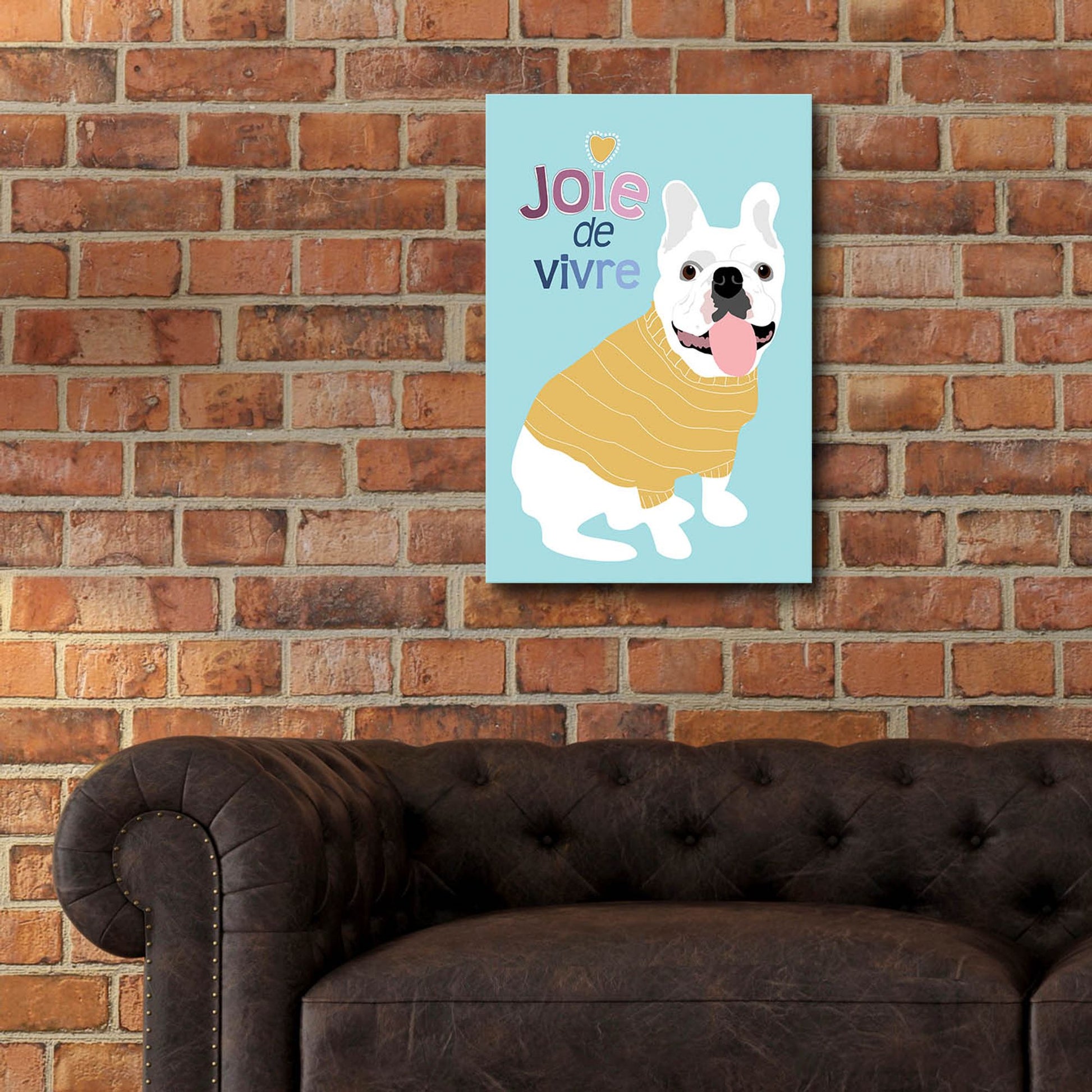 Epic Art 'French Bulldog Joie De Vivre' by Ginger Oliphant, Acrylic Glass Wall Art,16x24