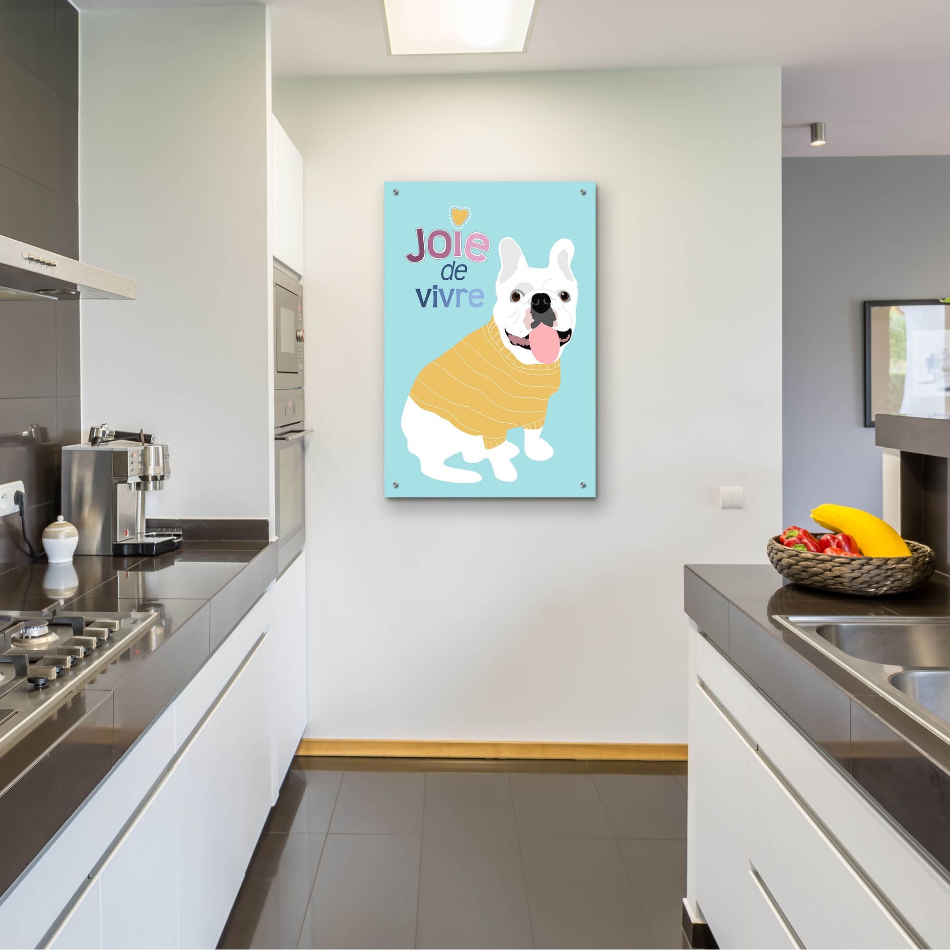 Epic Art 'French Bulldog Joie De Vivre' by Ginger Oliphant, Acrylic Glass Wall Art,24x36