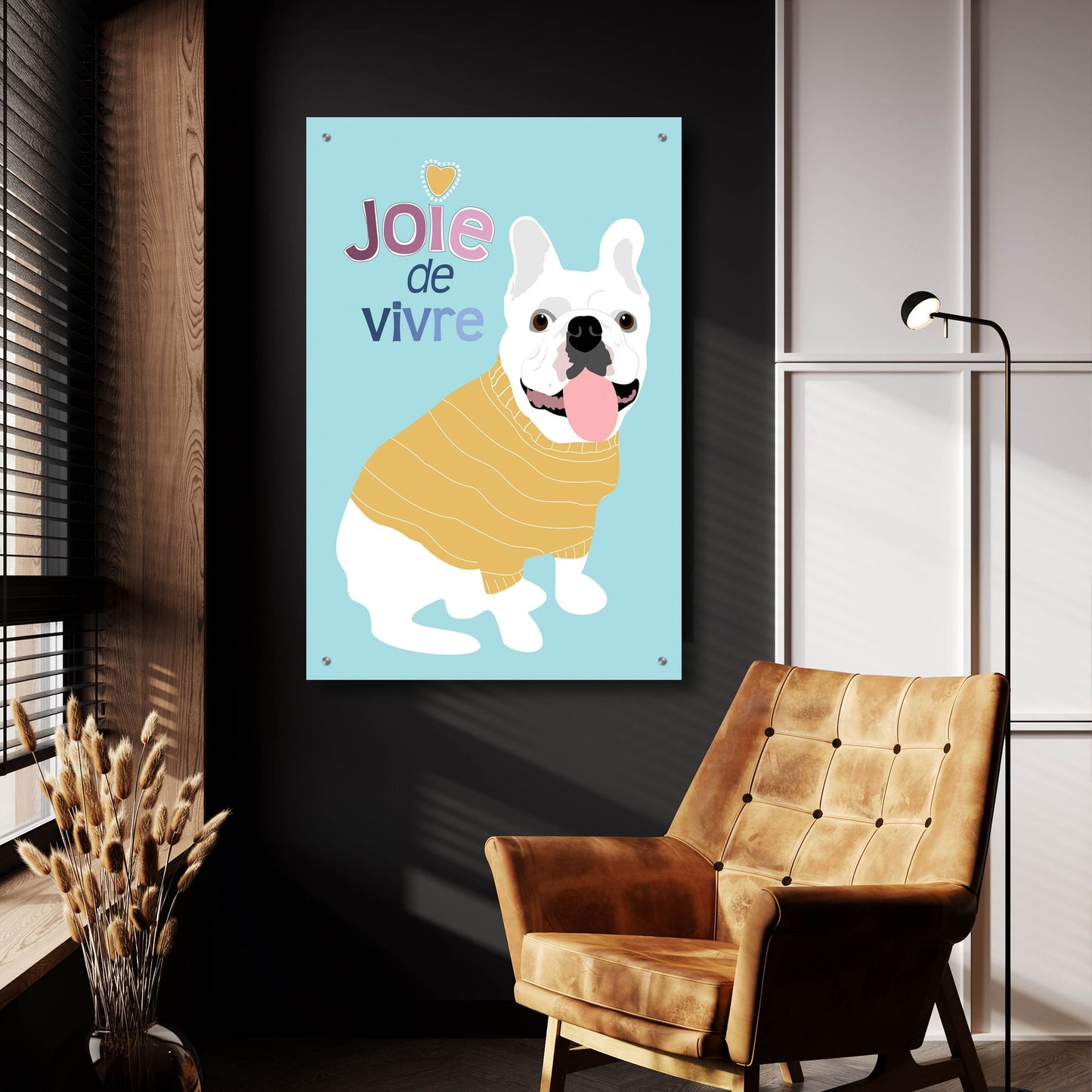 Epic Art 'French Bulldog Joie De Vivre' by Ginger Oliphant, Acrylic Glass Wall Art,24x36