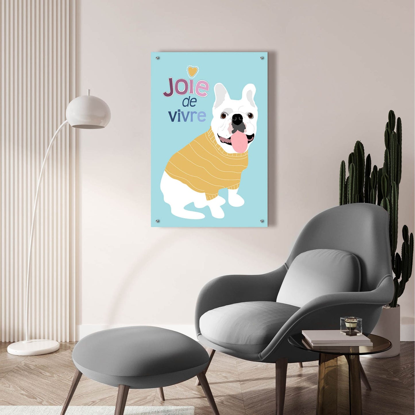 Epic Art 'French Bulldog Joie De Vivre' by Ginger Oliphant, Acrylic Glass Wall Art,24x36