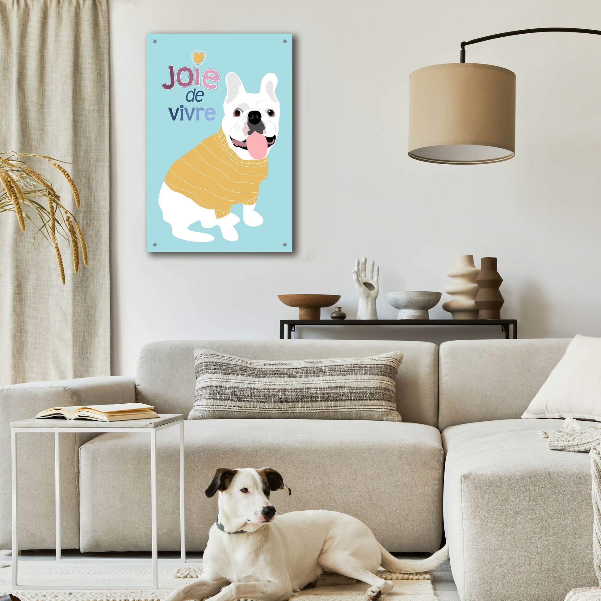 Epic Art 'French Bulldog Joie De Vivre' by Ginger Oliphant, Acrylic Glass Wall Art,24x36