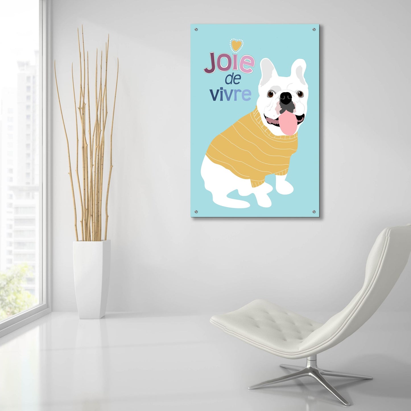 Epic Art 'French Bulldog Joie De Vivre' by Ginger Oliphant, Acrylic Glass Wall Art,24x36