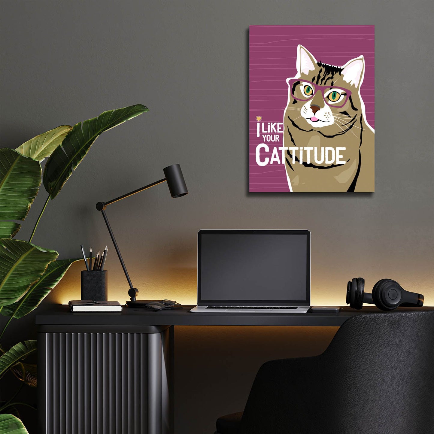 Epic Art 'I Like Your Cattitude' by Ginger Oliphant, Acrylic Glass Wall Art,12x16