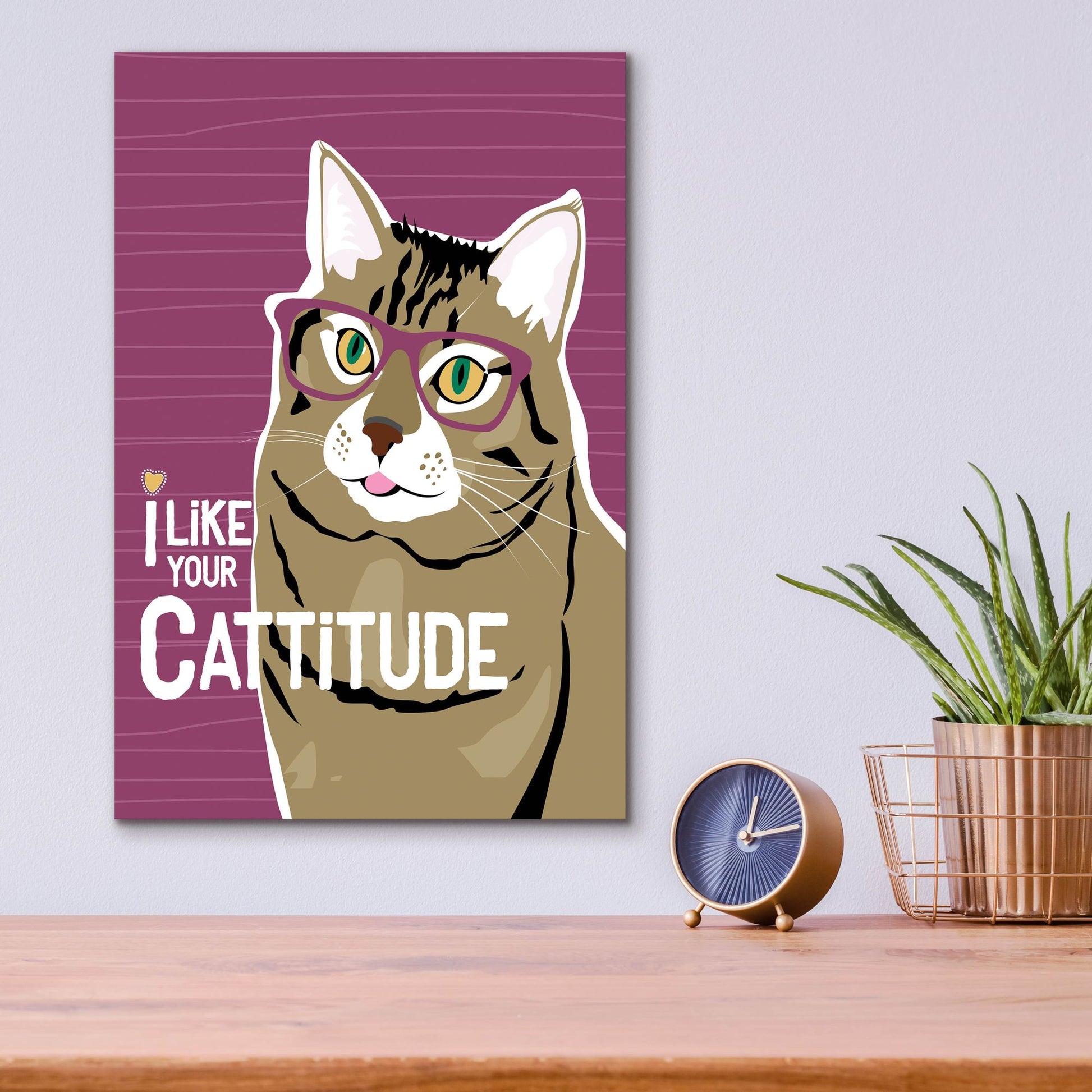 Epic Art 'I Like Your Cattitude' by Ginger Oliphant, Acrylic Glass Wall Art,12x16