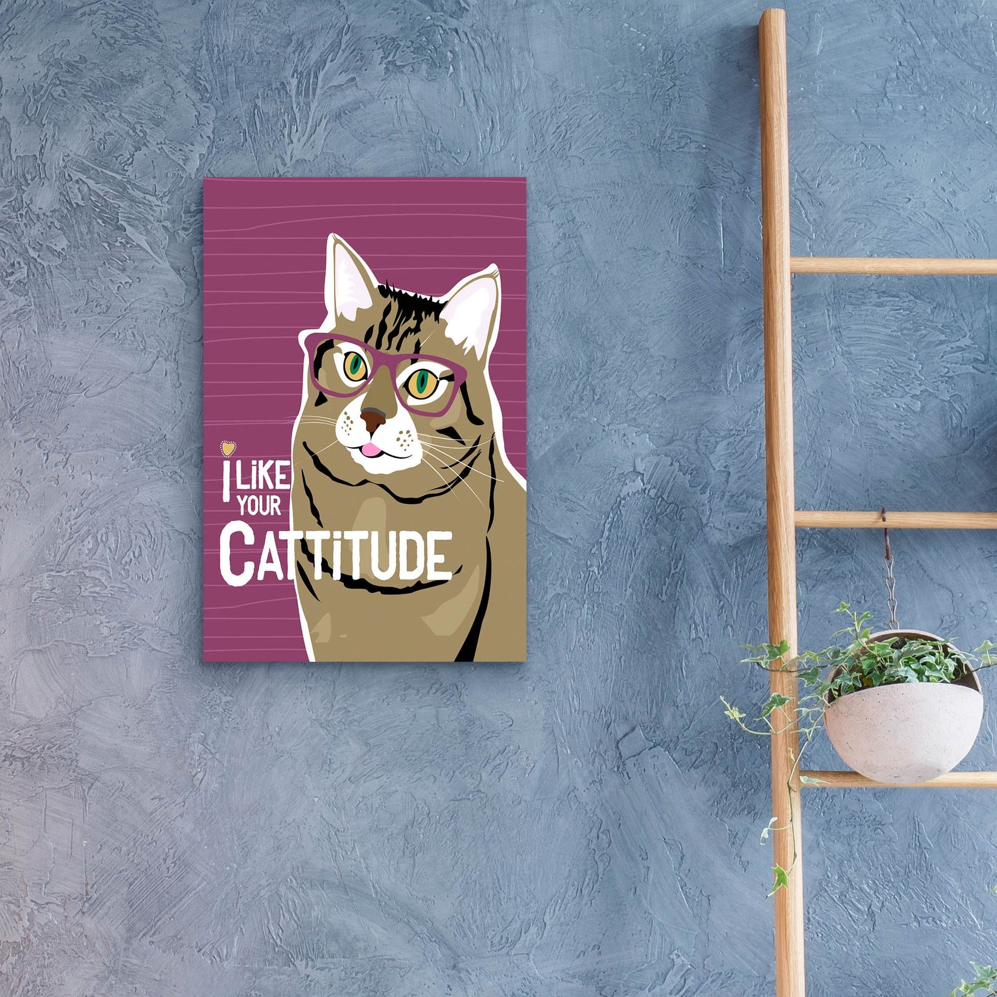 Epic Art 'I Like Your Cattitude' by Ginger Oliphant, Acrylic Glass Wall Art,16x24