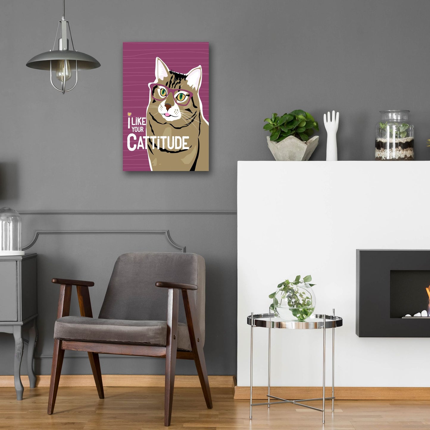 Epic Art 'I Like Your Cattitude' by Ginger Oliphant, Acrylic Glass Wall Art,16x24